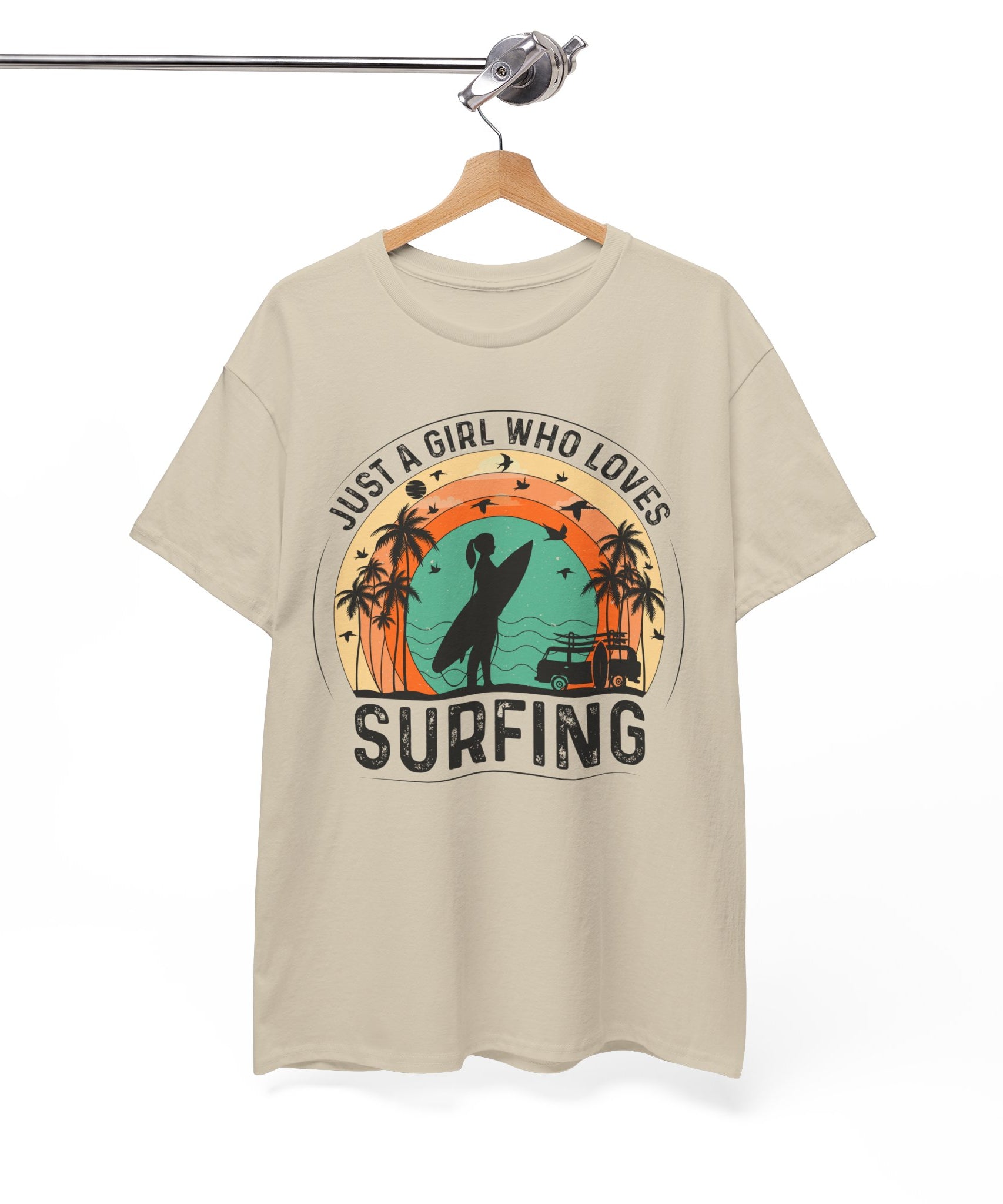 Beach Girl Surfing Retro Tee | Gallory Hive