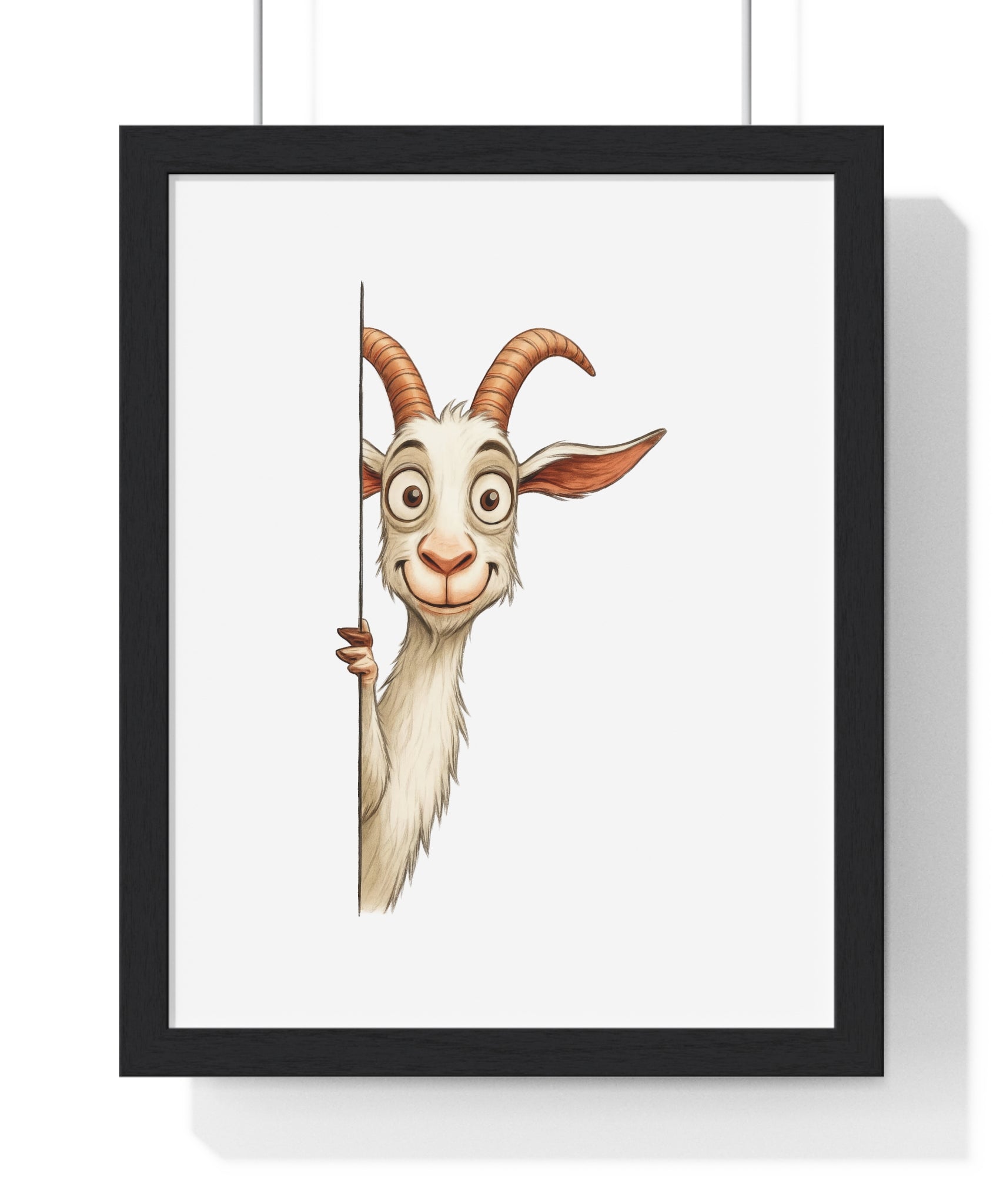 Wooden Frame Wall Decor with Goofy Goat Print