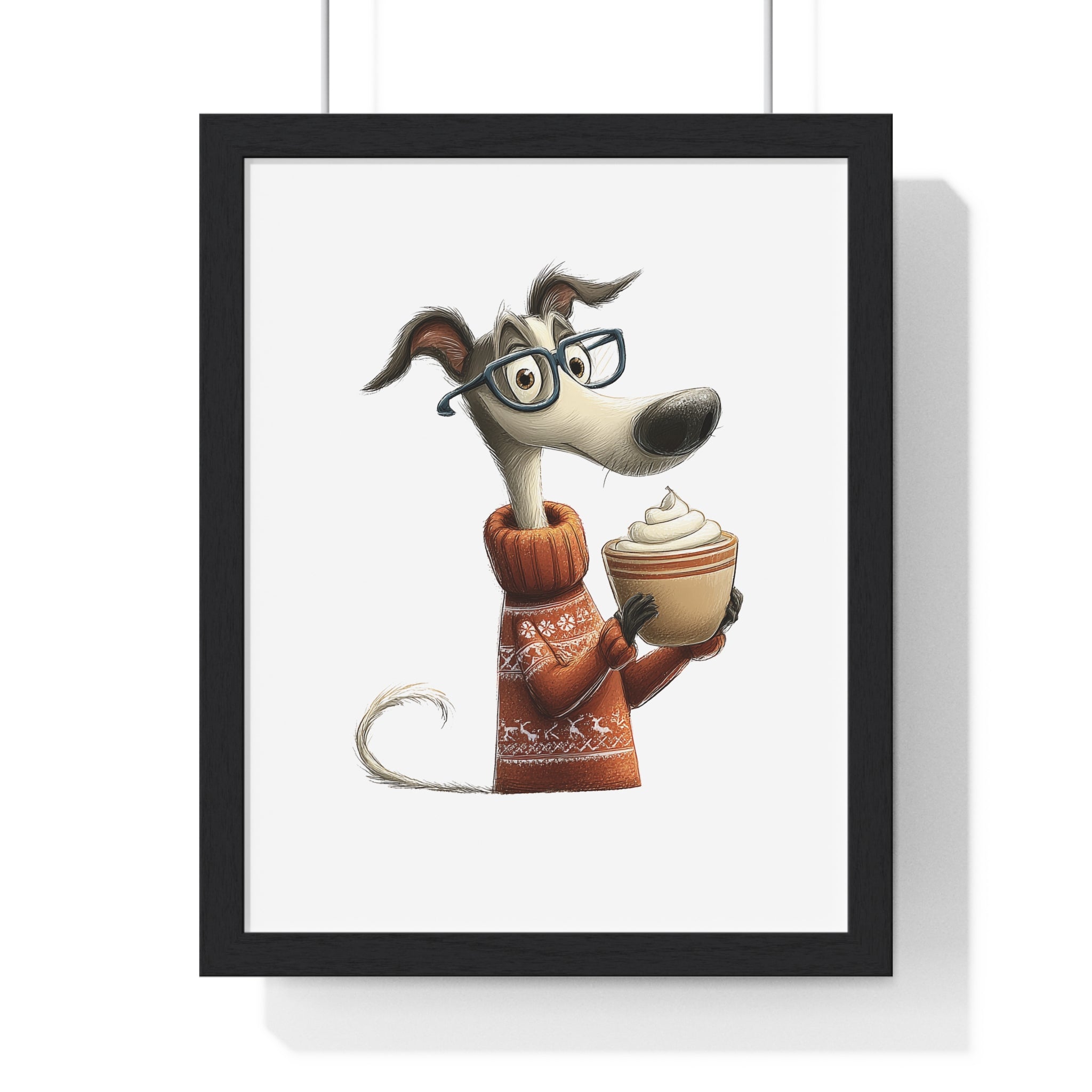 Cozy Cocoa Pup – Wooden Wall Frame Holiday Dog Decor
