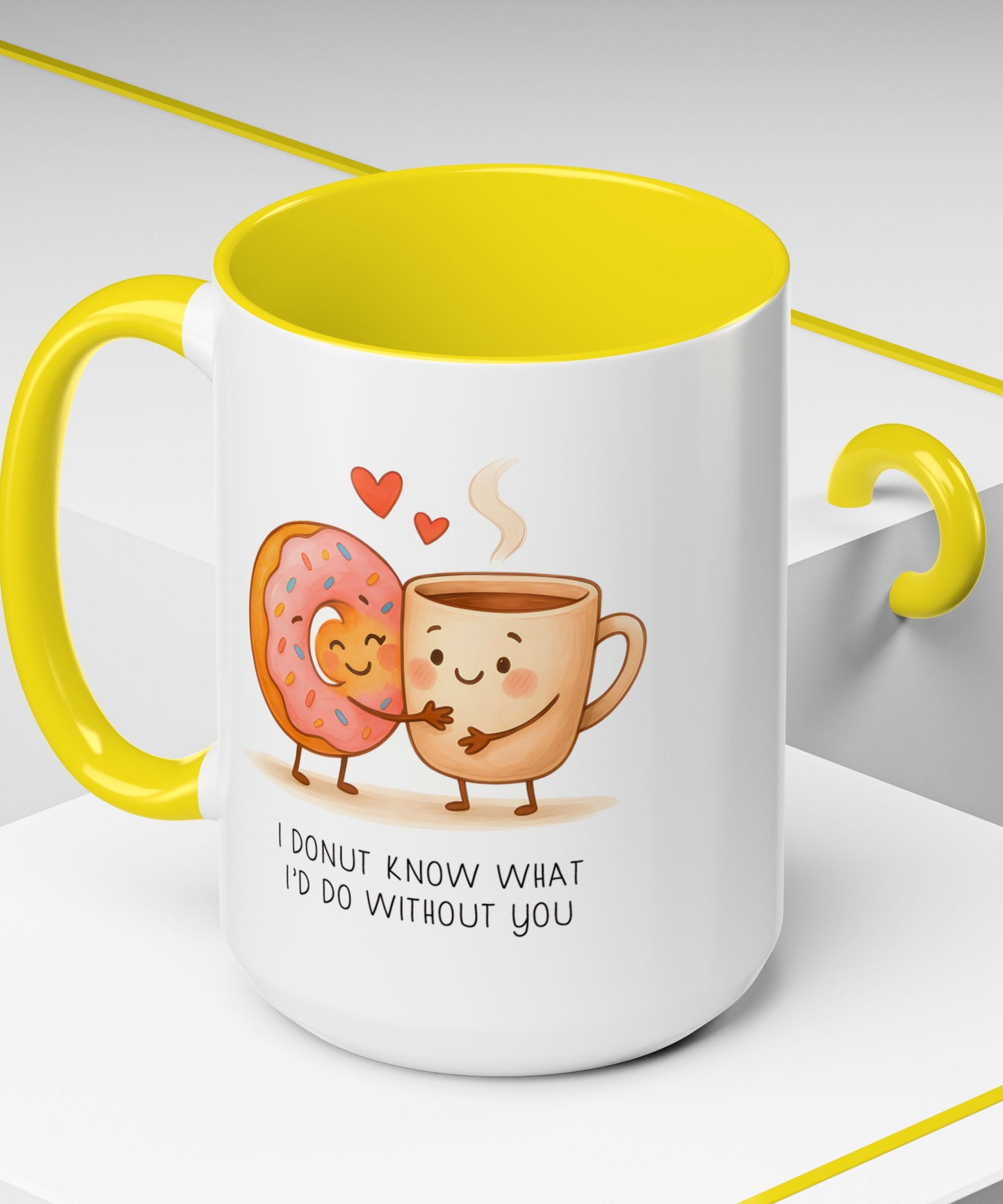 Cute Donut and Coffee Love Ceramic Mug | Gallory Hive