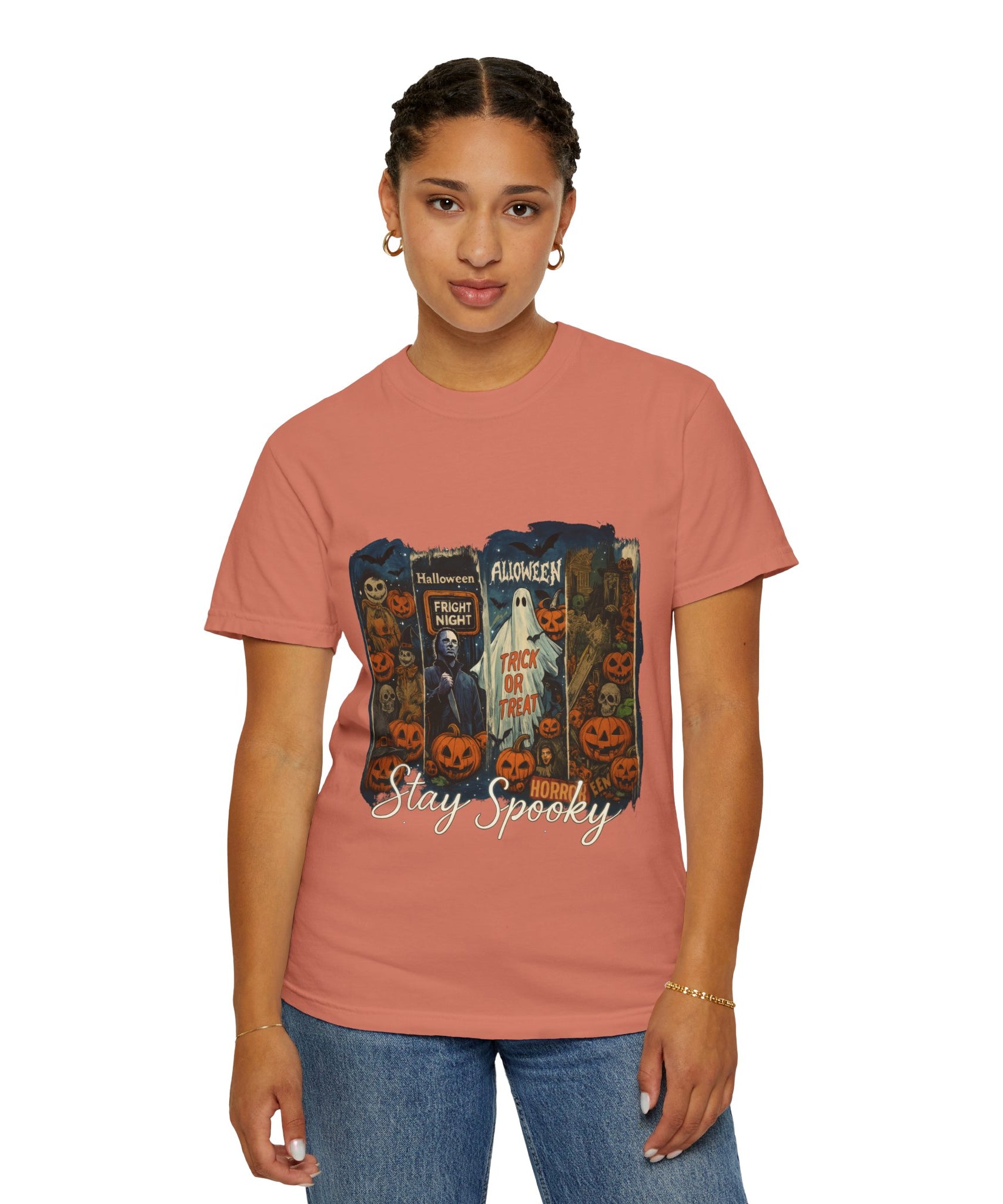 Stay Spooky Halloween Horror T-Shirt – Retro Slasher, Ghost, Pumpkins & Fright Night Design - Gallory Hive