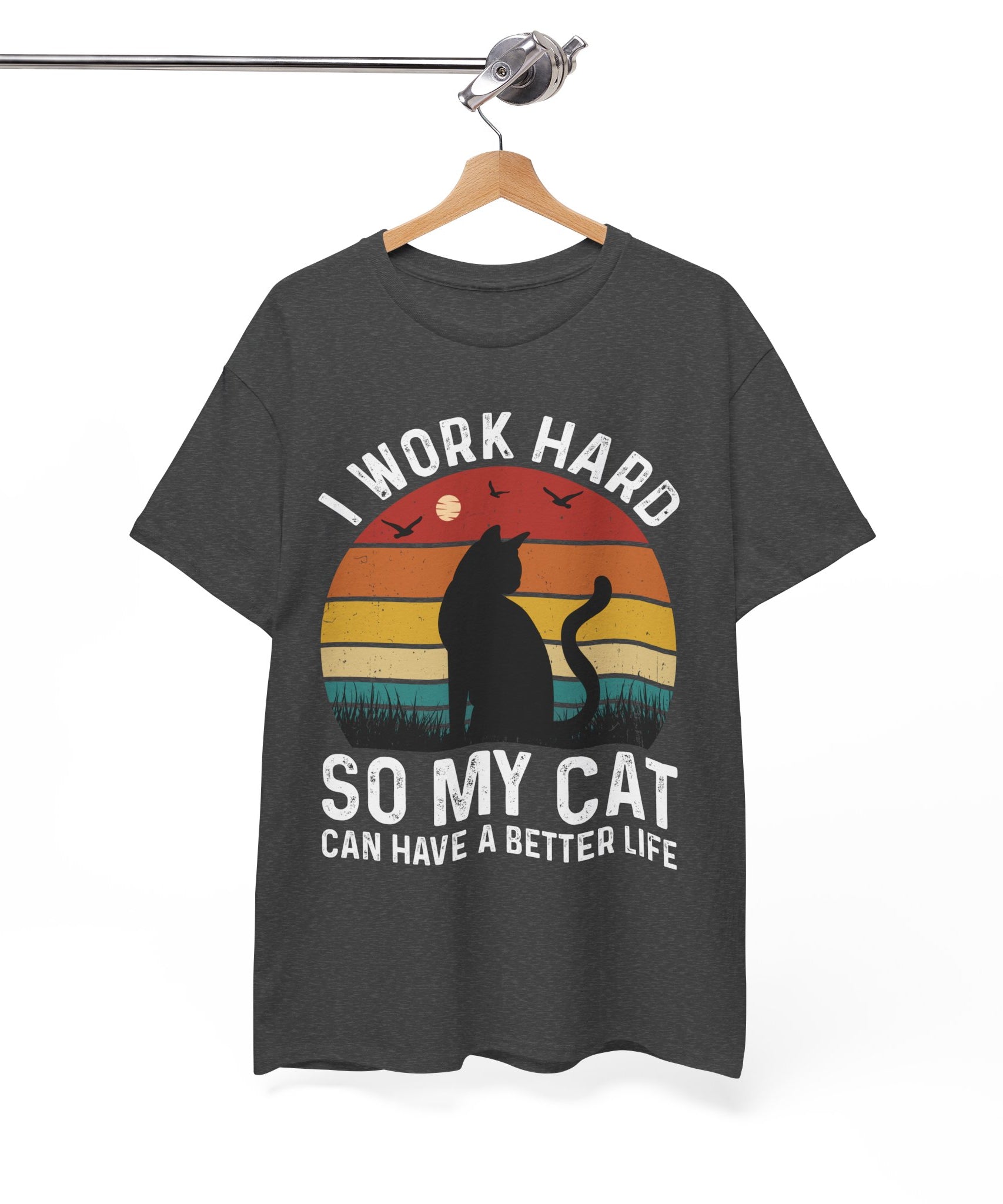 Retro Cat Lover Tee - Work Hard for My Pet | Gallory Hive