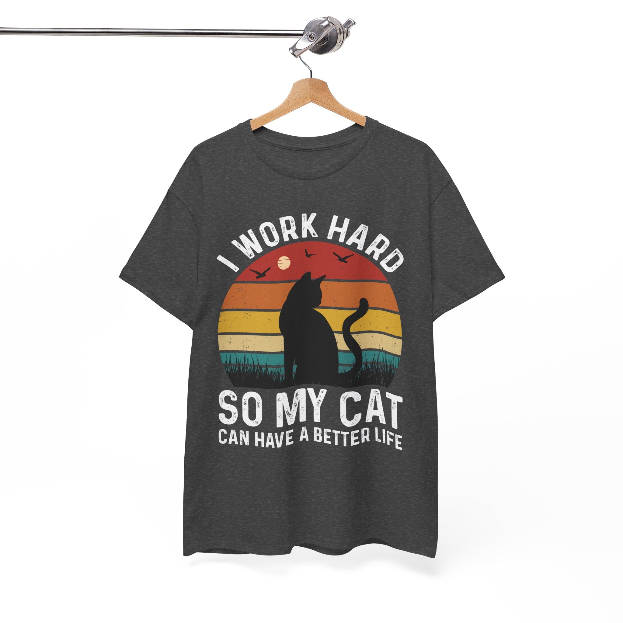Retro Cat Lover Tee - Work Hard for My Pet | Gallory Hive