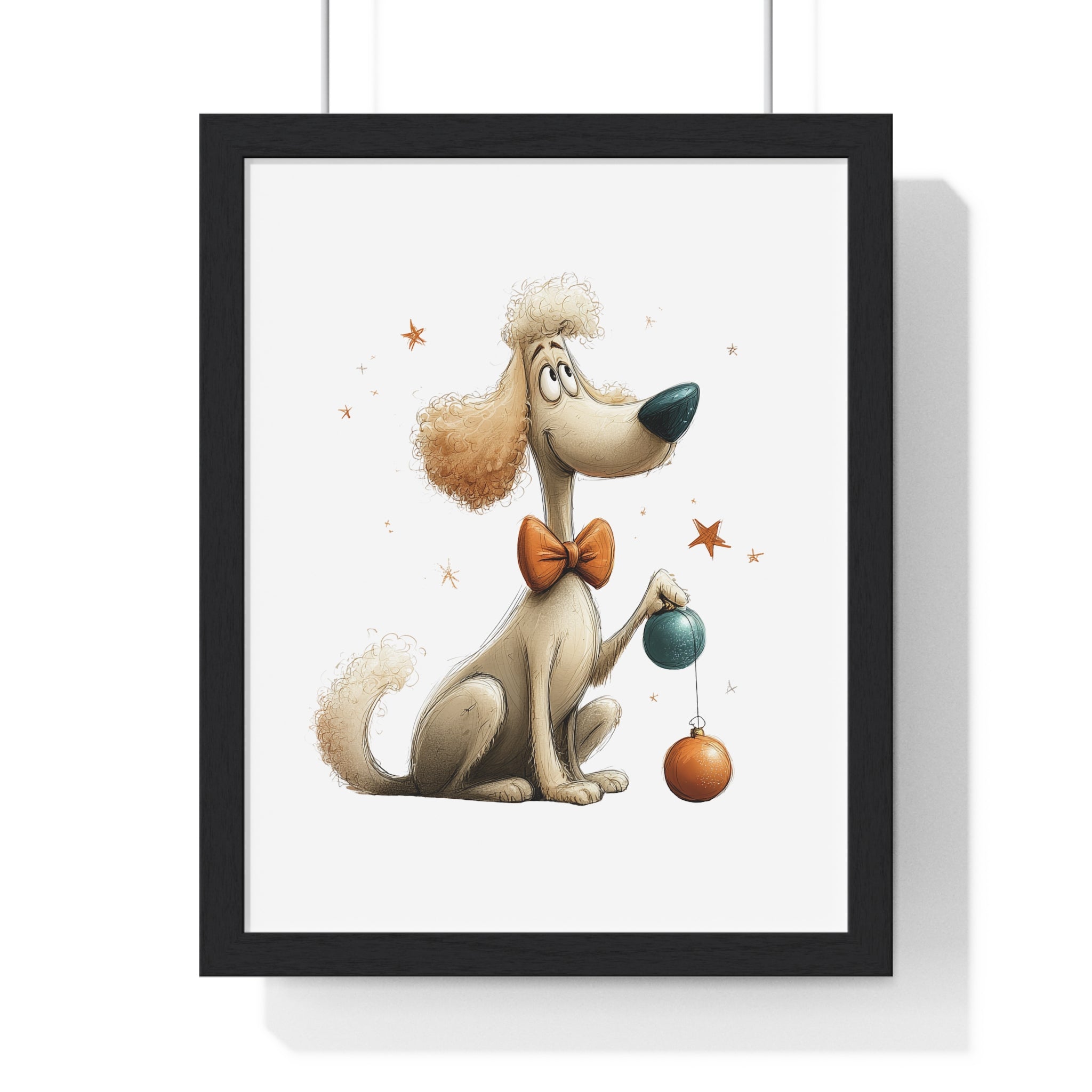 Festive Poodle with Ornaments – Wooden Wall Frame Holiday Decor - Gallory Hive