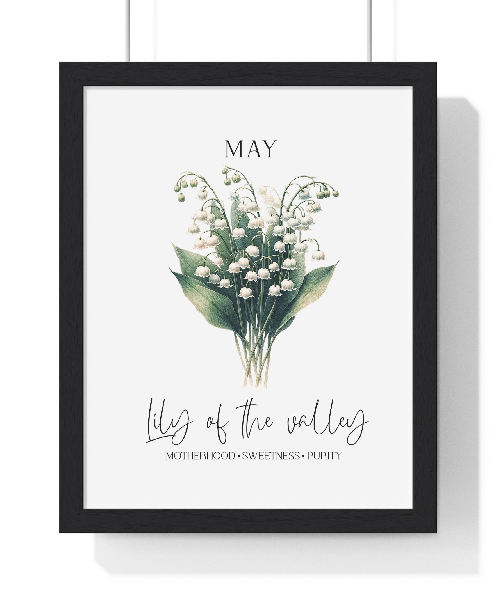 Lily of the Valley – May Birth Flower Wooden Framed Wall Art