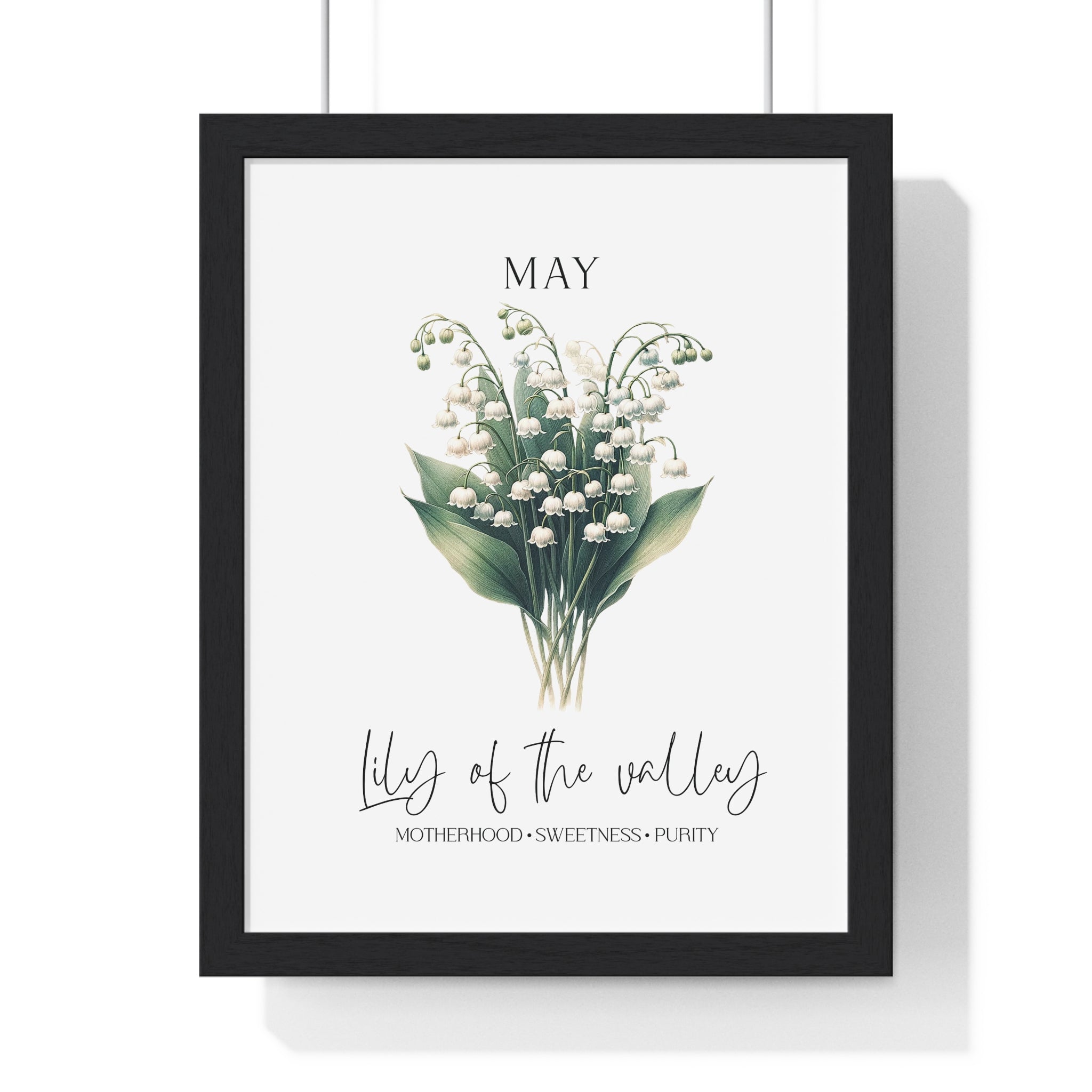 Lily of the Valley – May Birth Flower Wooden Framed Wall Art