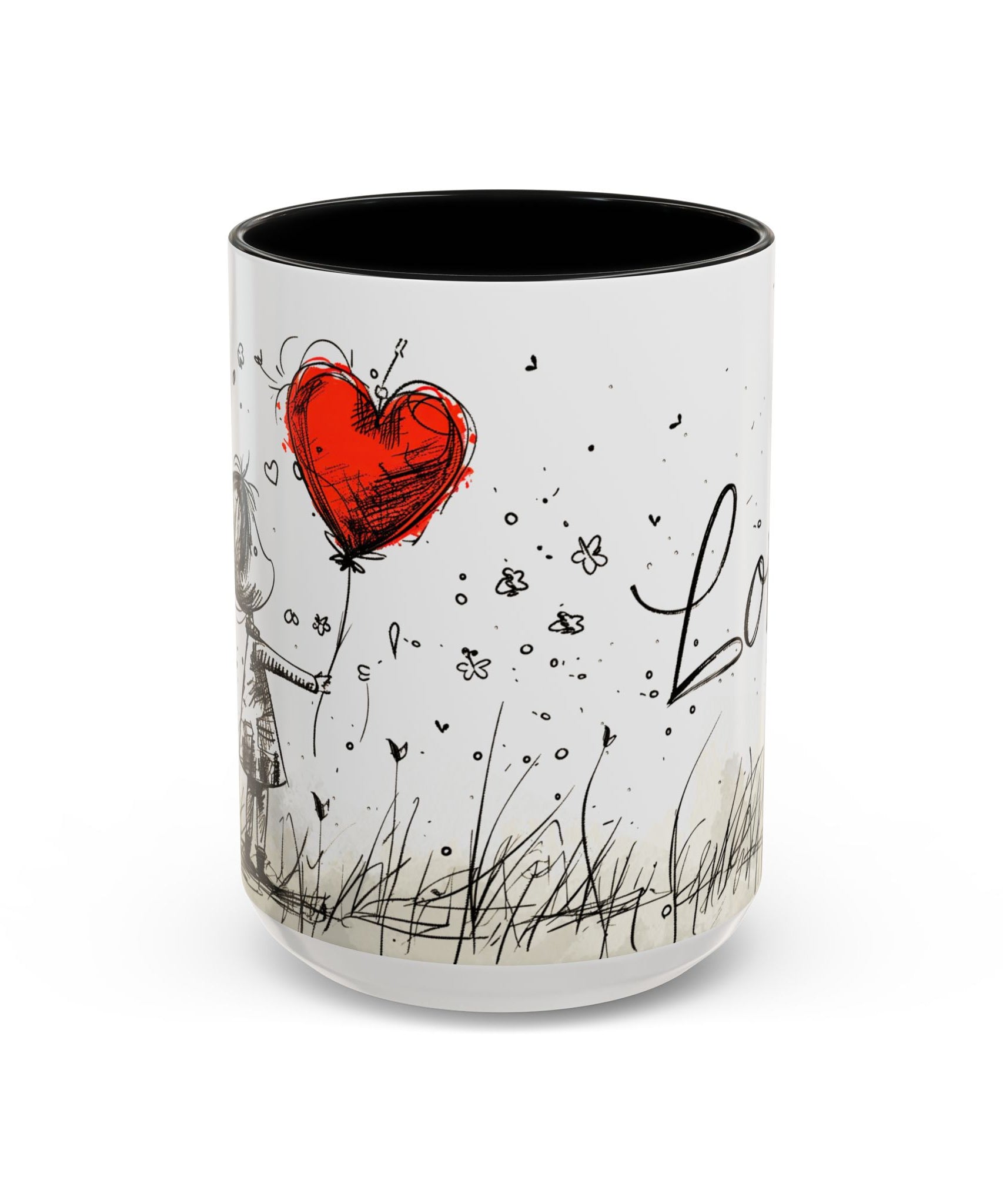 Love Heart Sketch Ceramic Coffee Mug | Gallory Hive