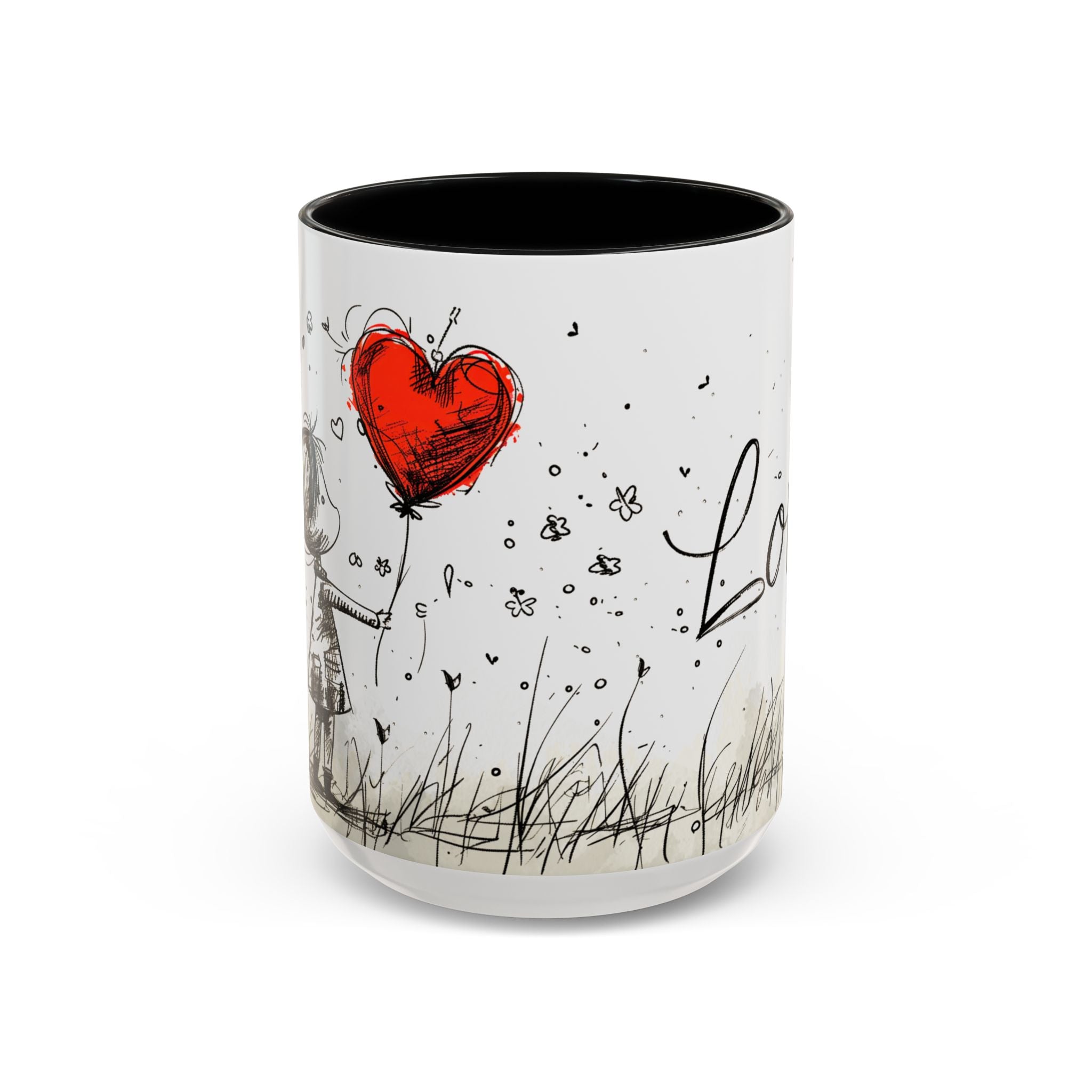 Love Heart Sketch Ceramic Coffee Mug | Gallory Hive