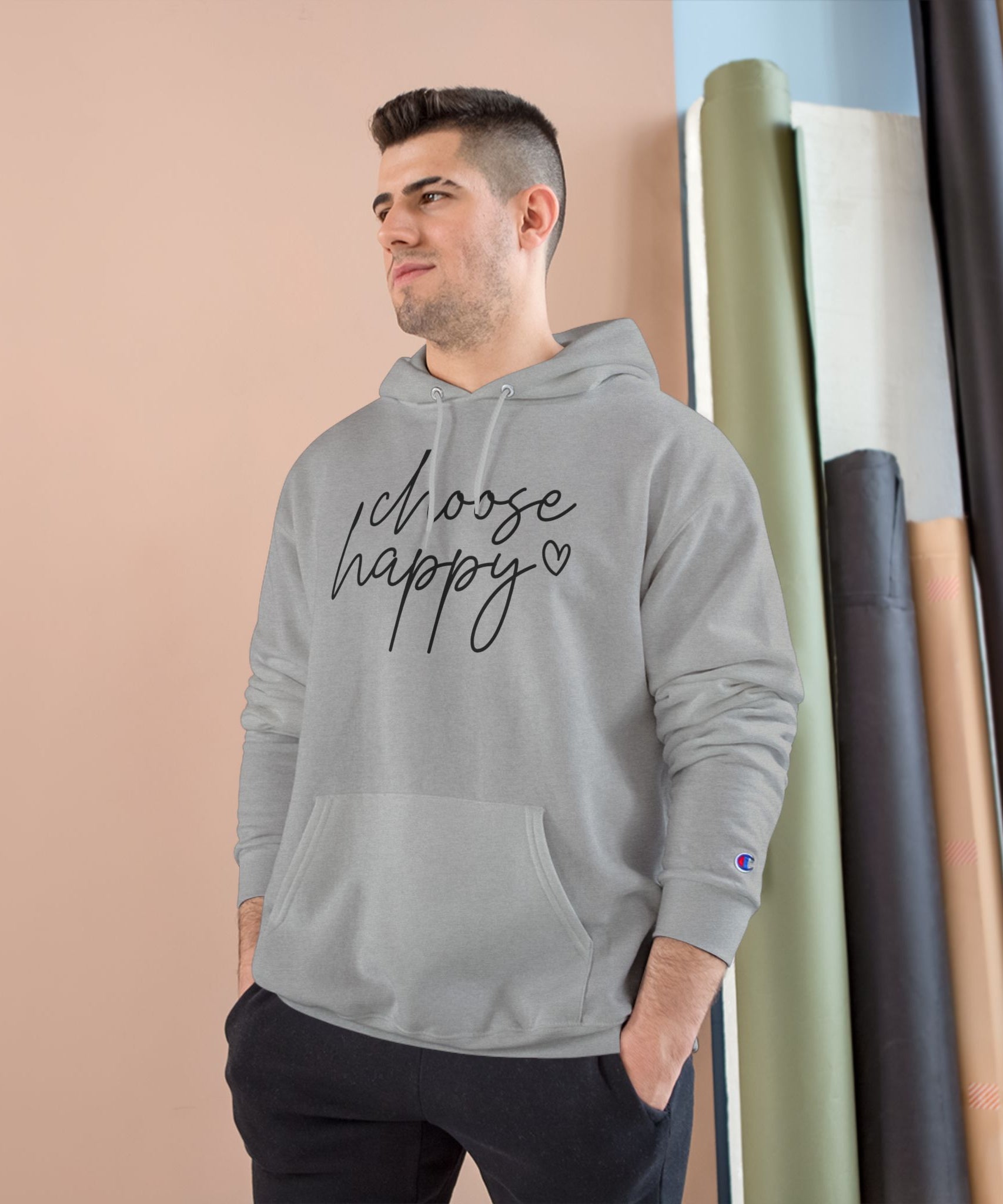 Unisex Hoodie – Choose Happy Minimalist Print