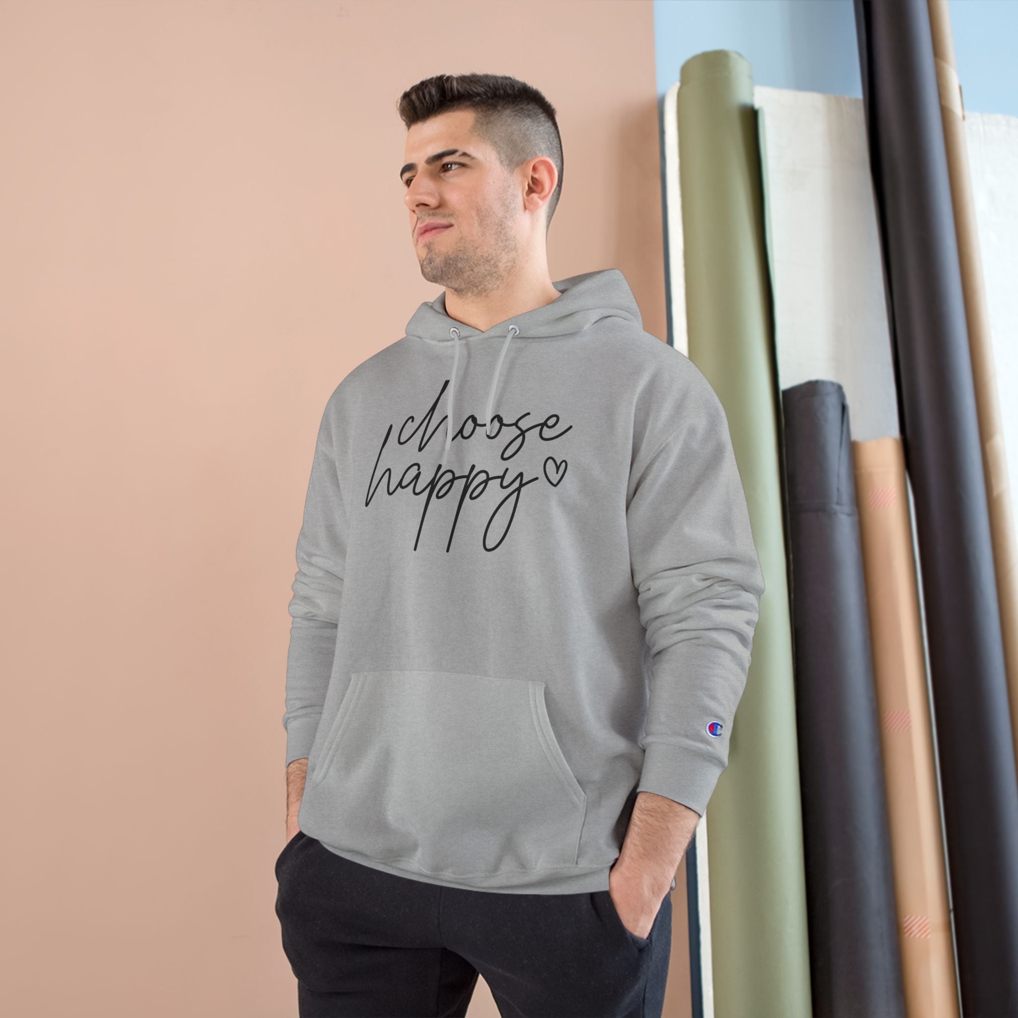 Unisex Hoodie – Choose Happy Minimalist Print