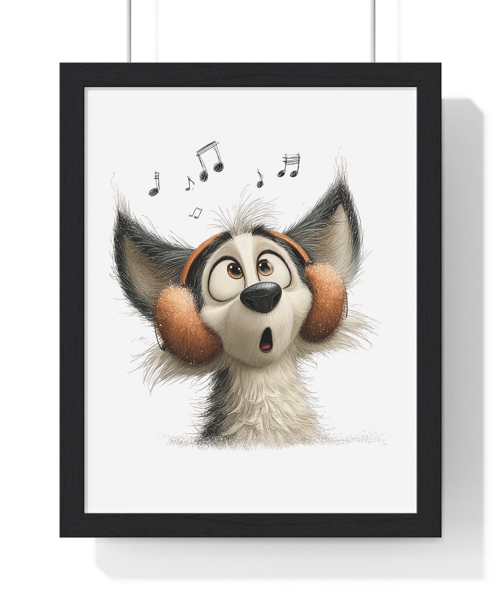 Singing Winter Pup with Earmuffs – Wooden Wall Frame Home Decor