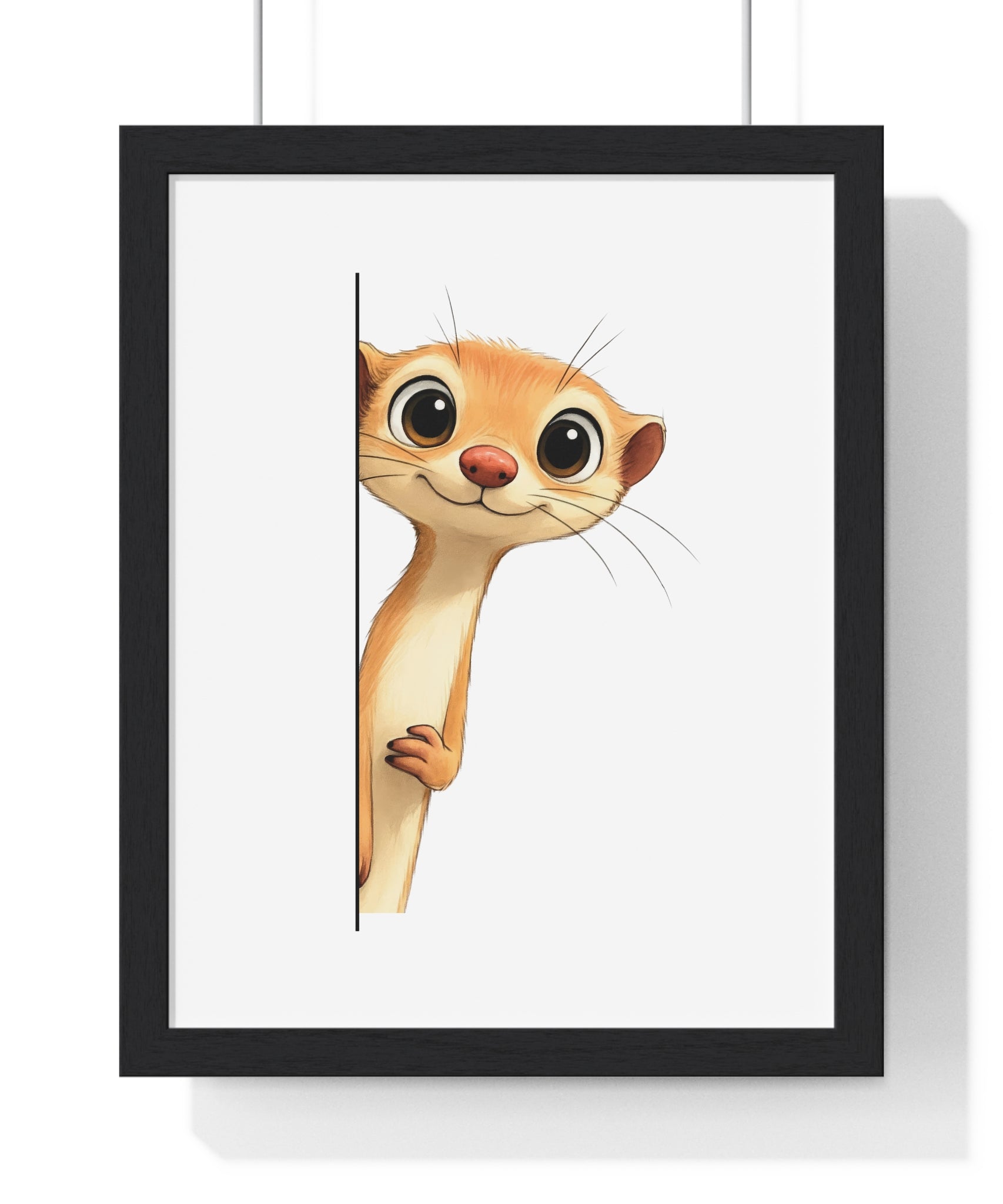 Wooden Frame Wall Decor with Cute Meerkat Print