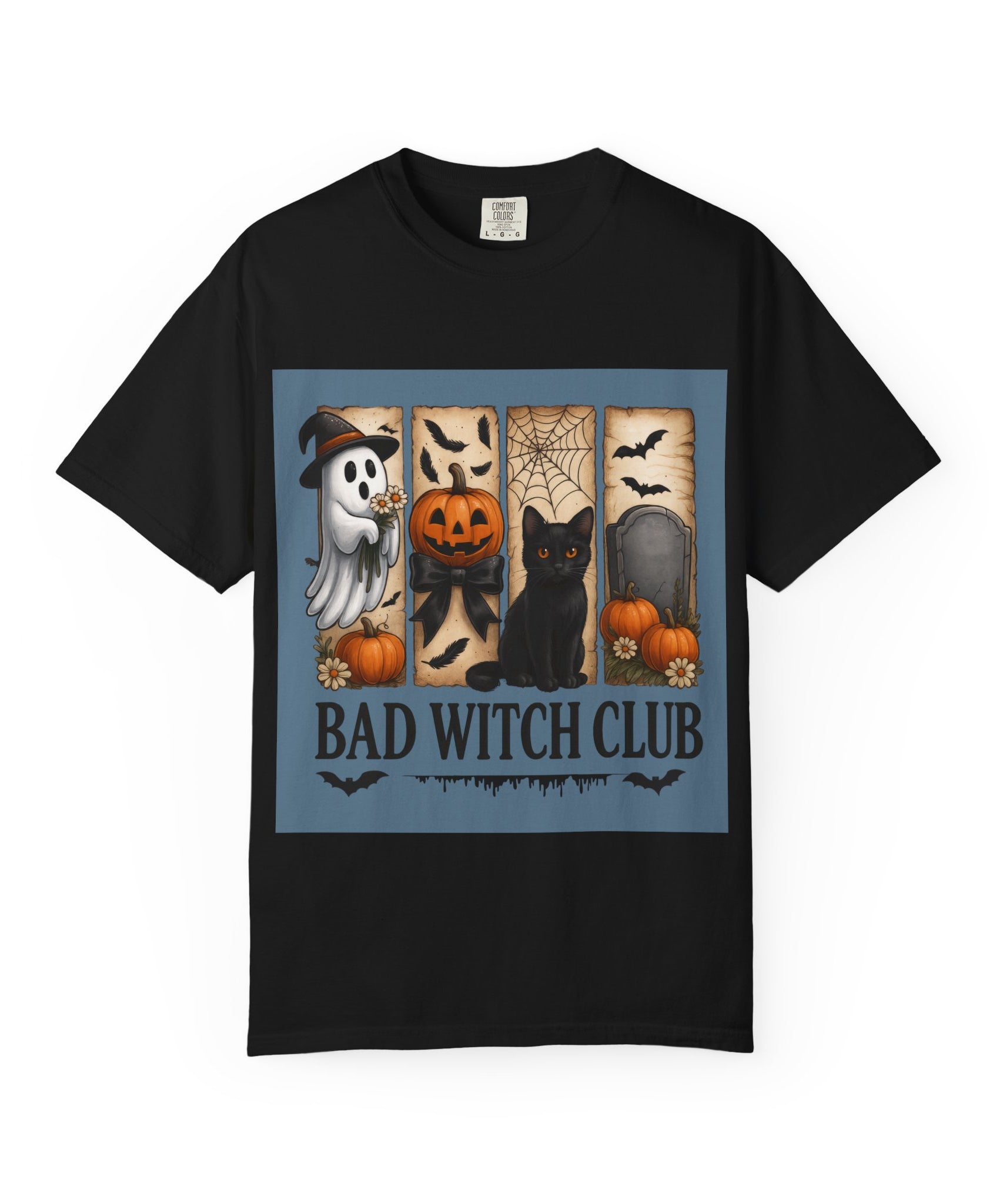 Bad Witch Club Halloween T-Shirt – Cute Ghost, Black Cat, Pumpkin & Spooky Gothic Design - Gallory Hive