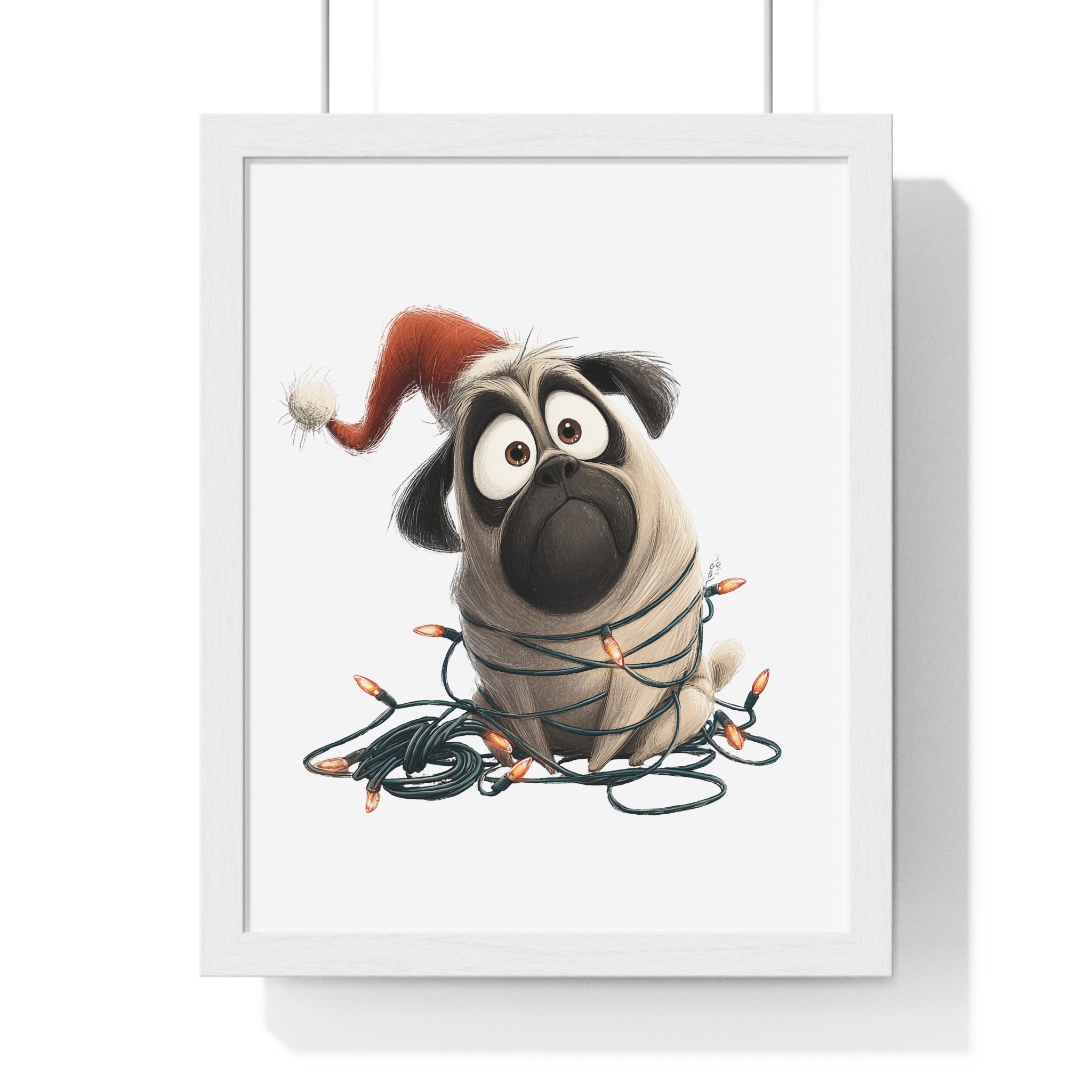 Sad Holiday Pug – Wooden Wall Frame Christmas Home Decor - Gallory Hive