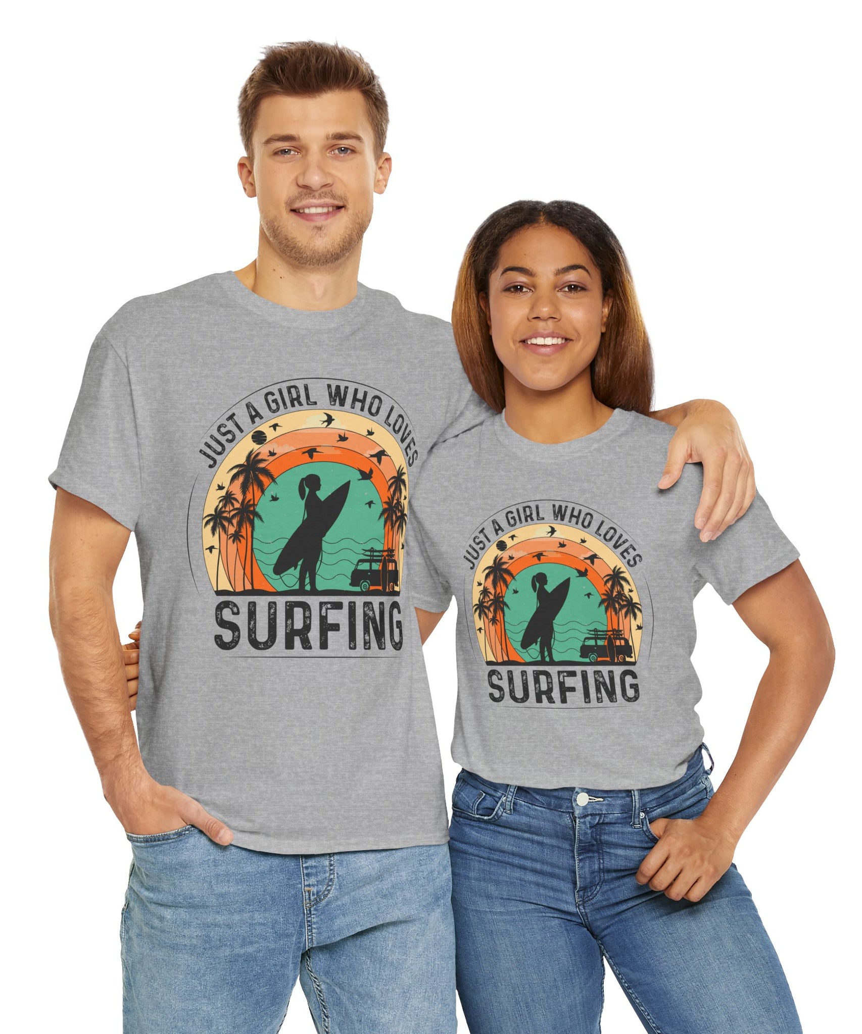 Beach Girl Surfing Retro Tee