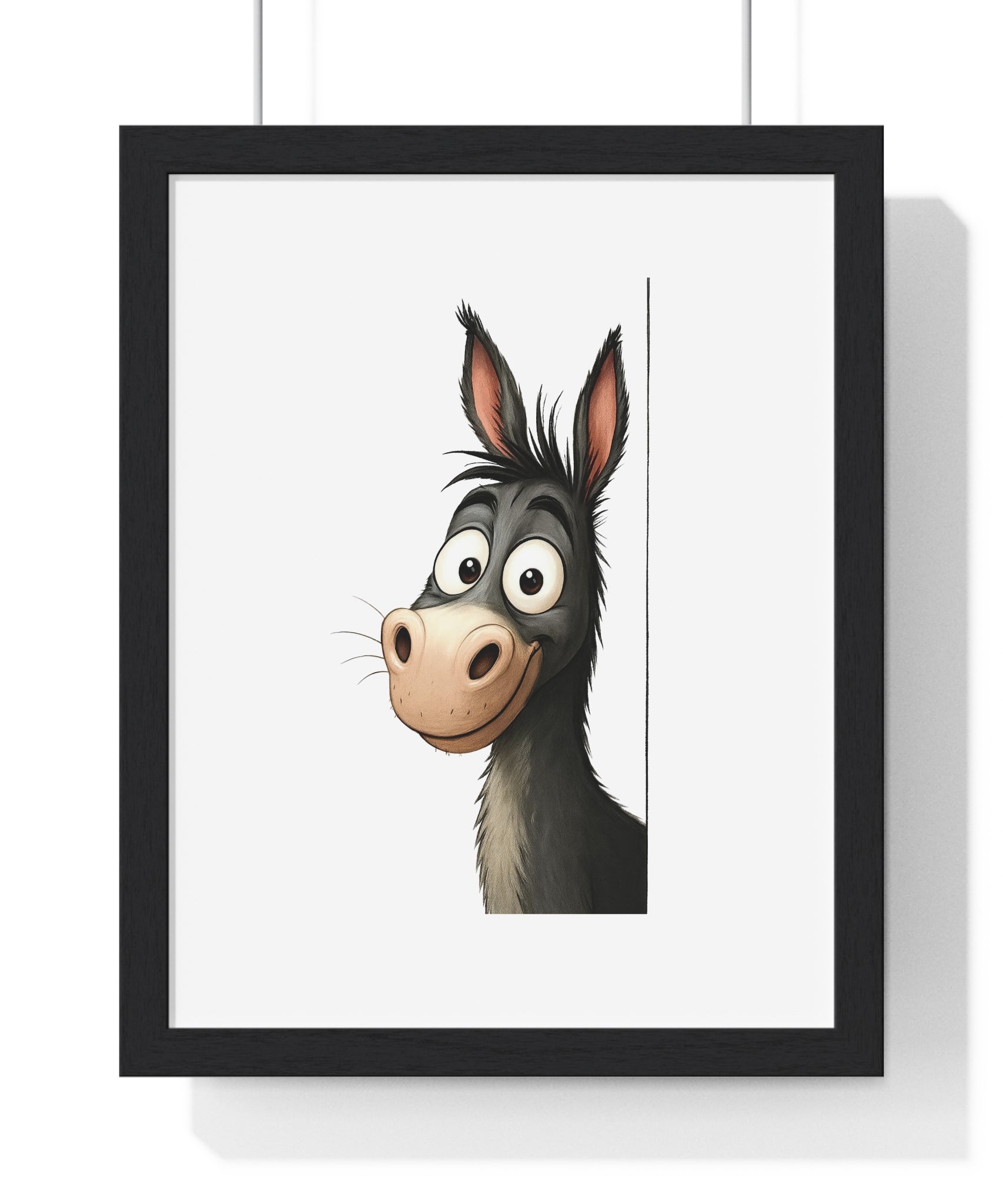 Wooden Frame Wall Decor with Goofy Donkey Print