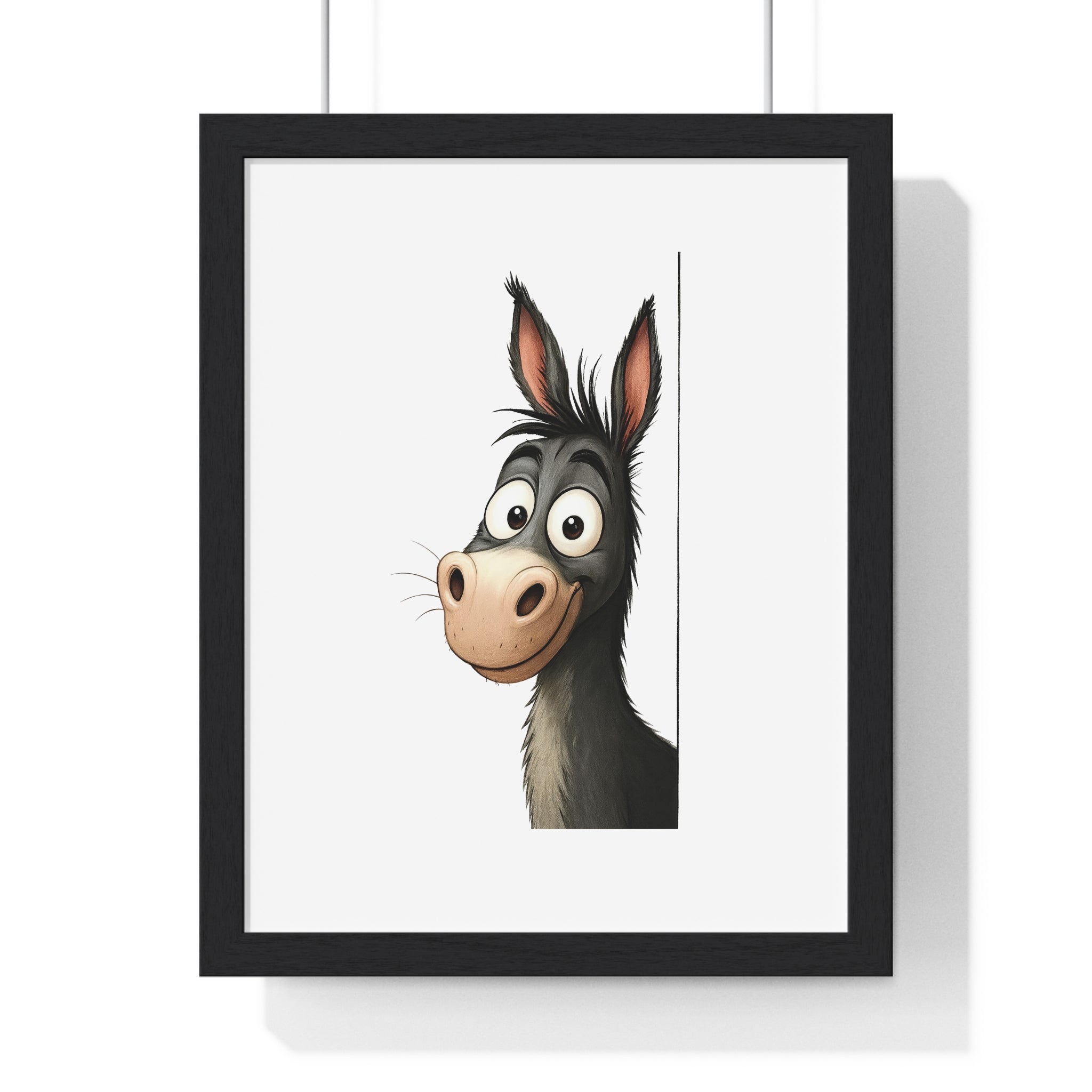 Wooden Frame Wall Decor with Goofy Donkey Print