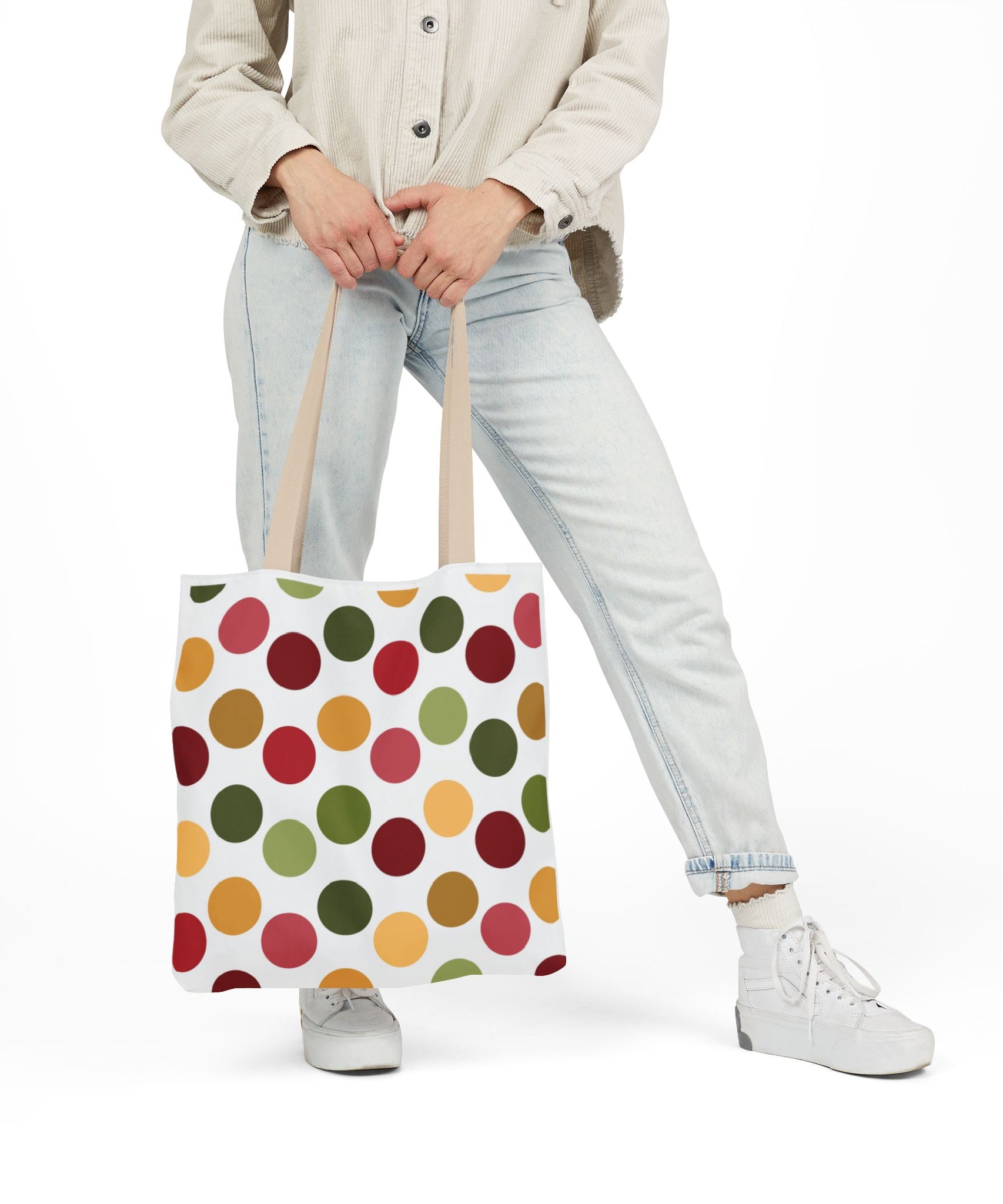 Colorful Polka Dot Canvas Tote Bag