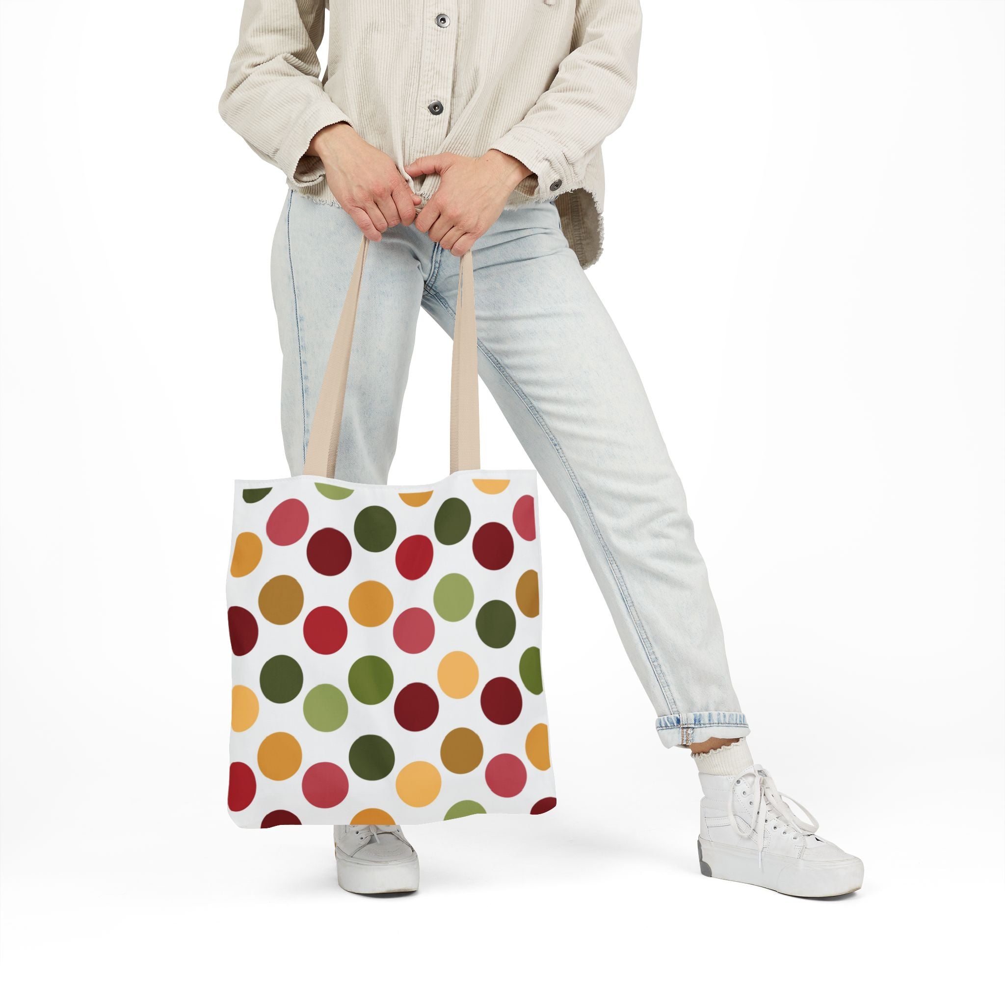 Colorful Polka Dot Canvas Tote Bag