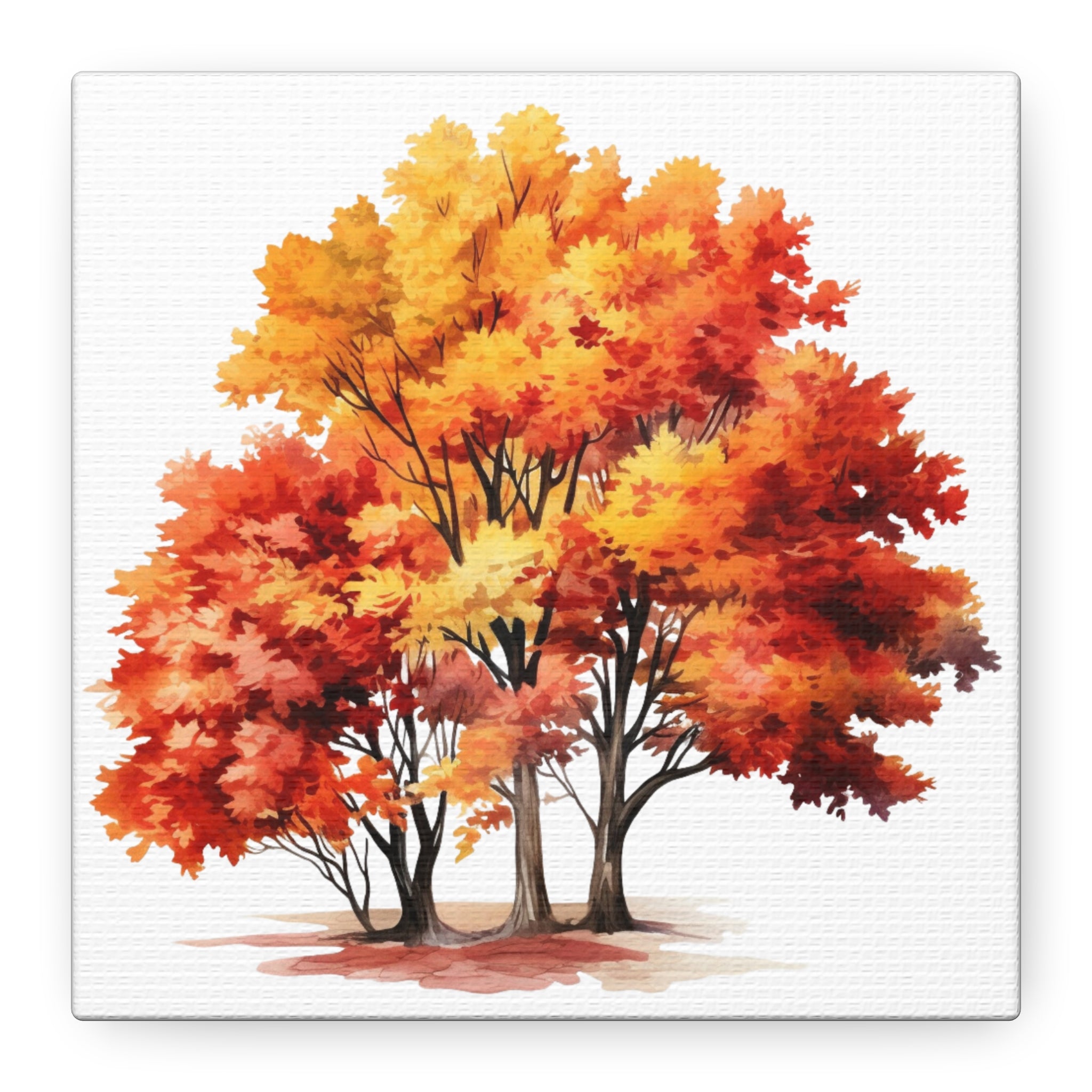 Golden Grove – Autumn Tree Landscape on Floral Canvas Wall Art