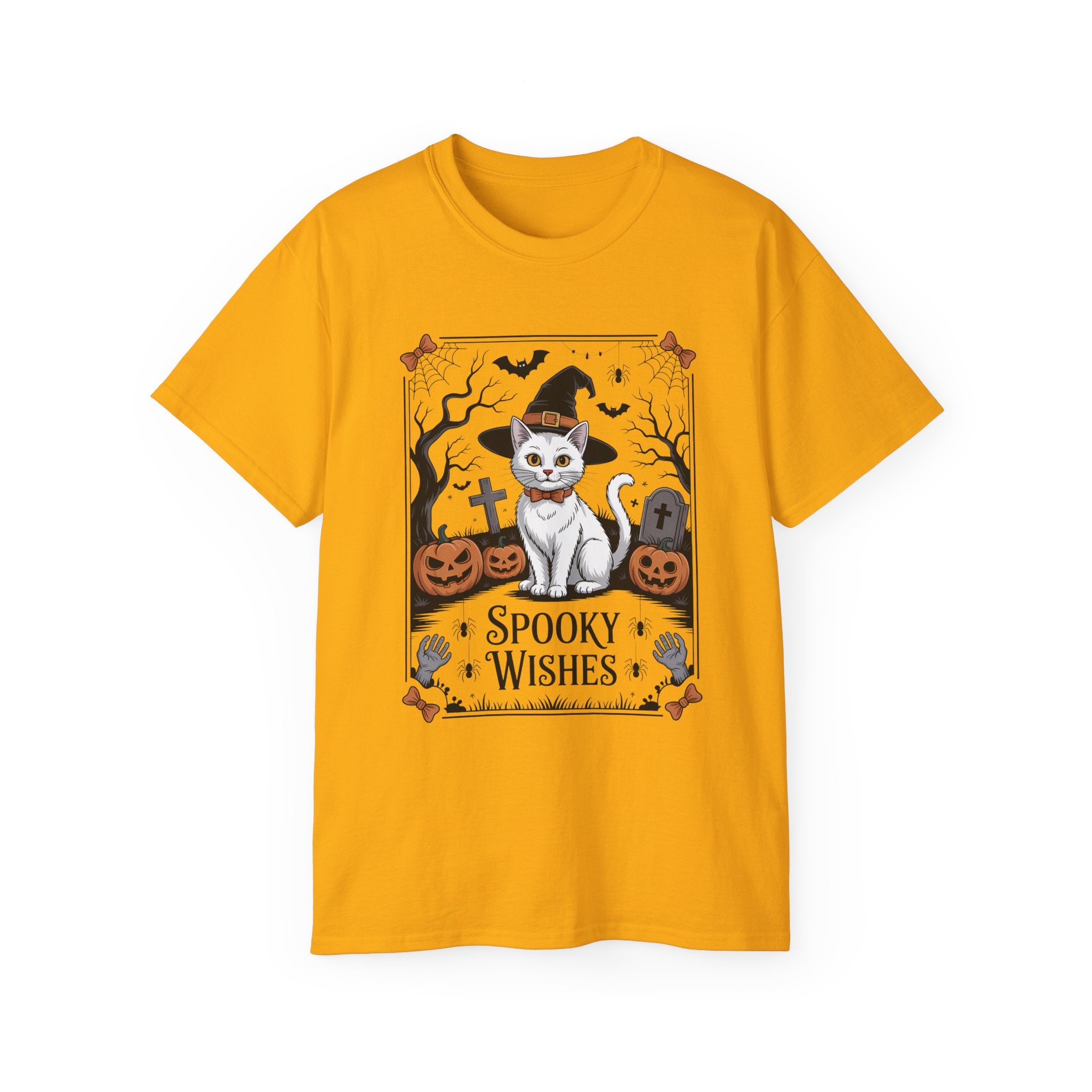 Spooky Wishes Witch Cat Halloween T-Shirt