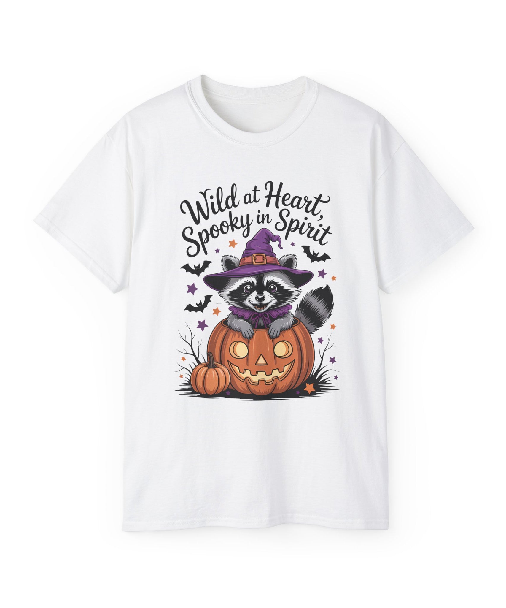 Spooky Raccoon in Pumpkin T-Shirt