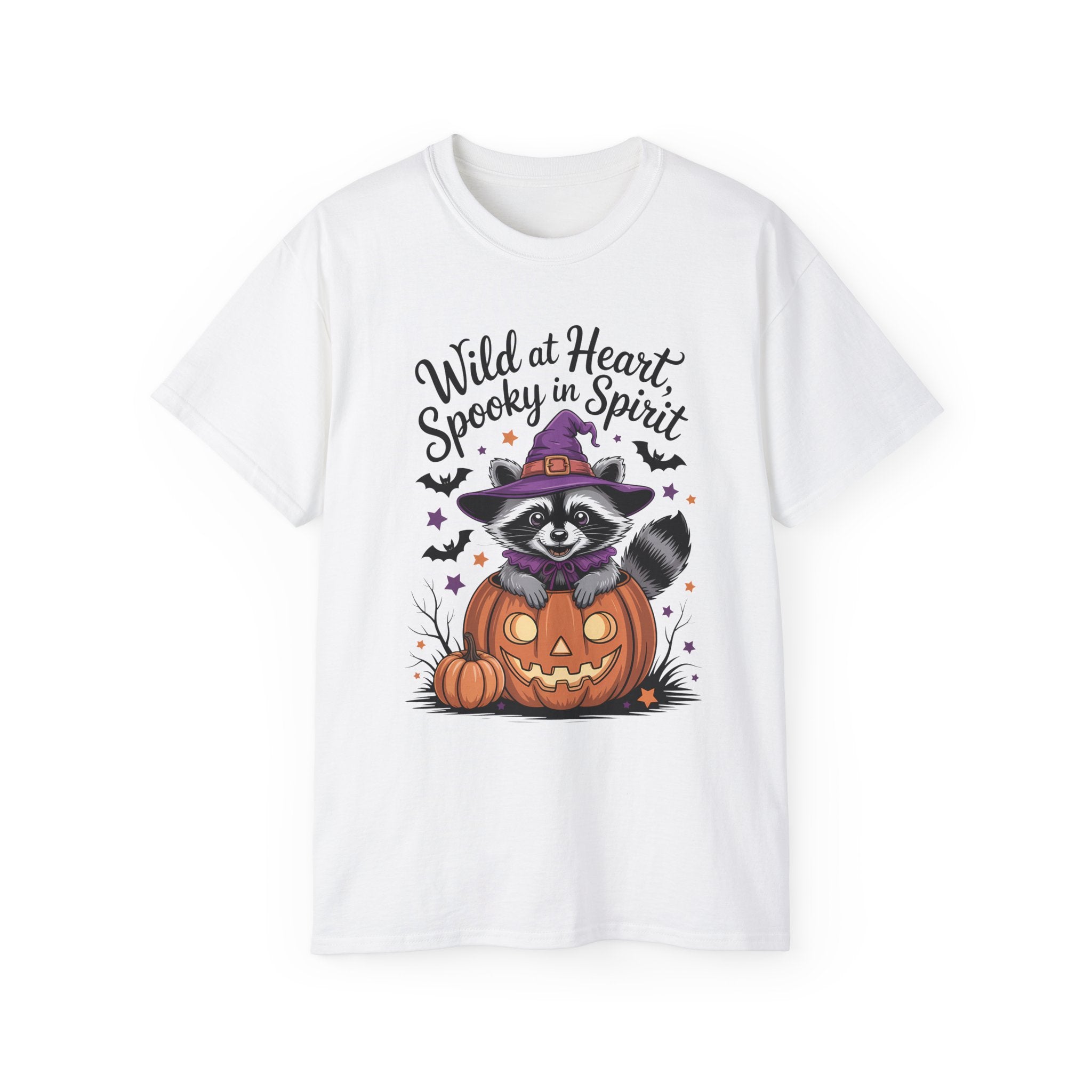 Spooky Raccoon in Pumpkin T-Shirt