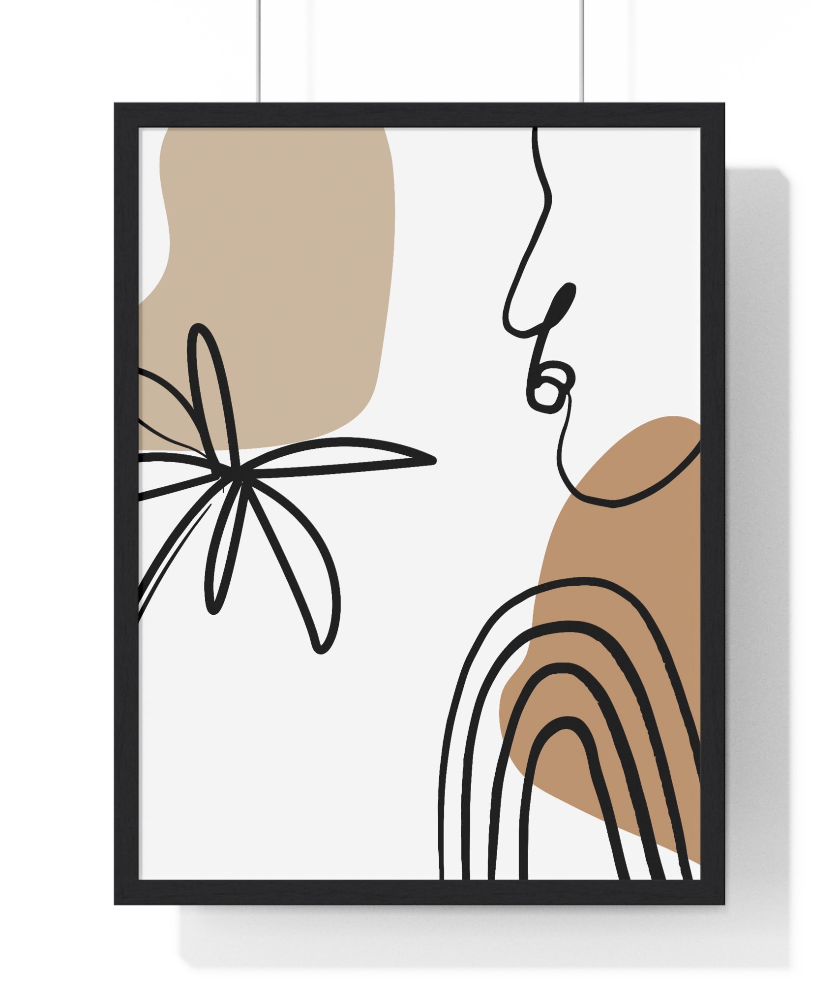 Abstract Face & Floral Art – Wooden Framed Poster | Gallory Hive