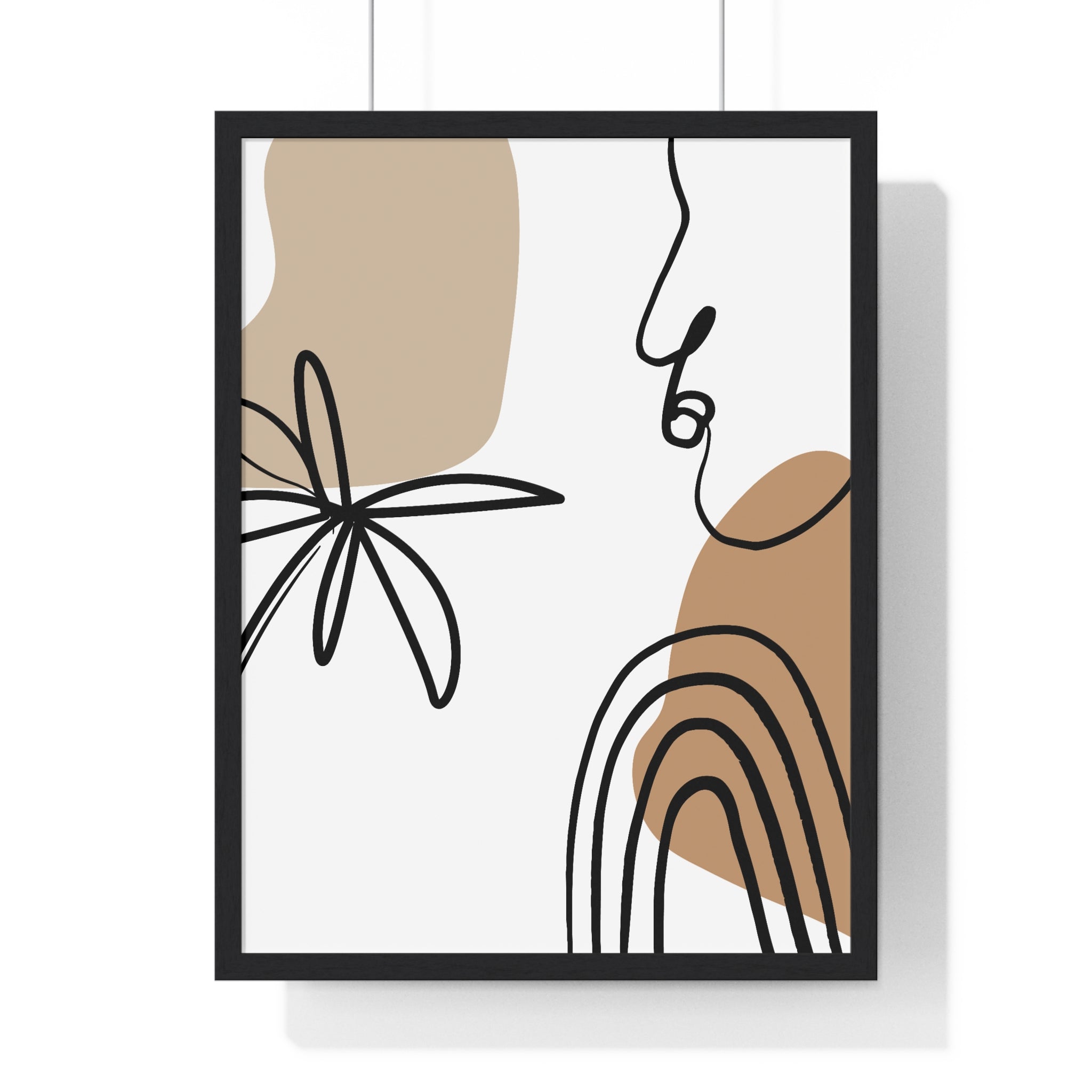 Abstract Face & Floral Art – Wooden Framed Poster | Gallory Hive