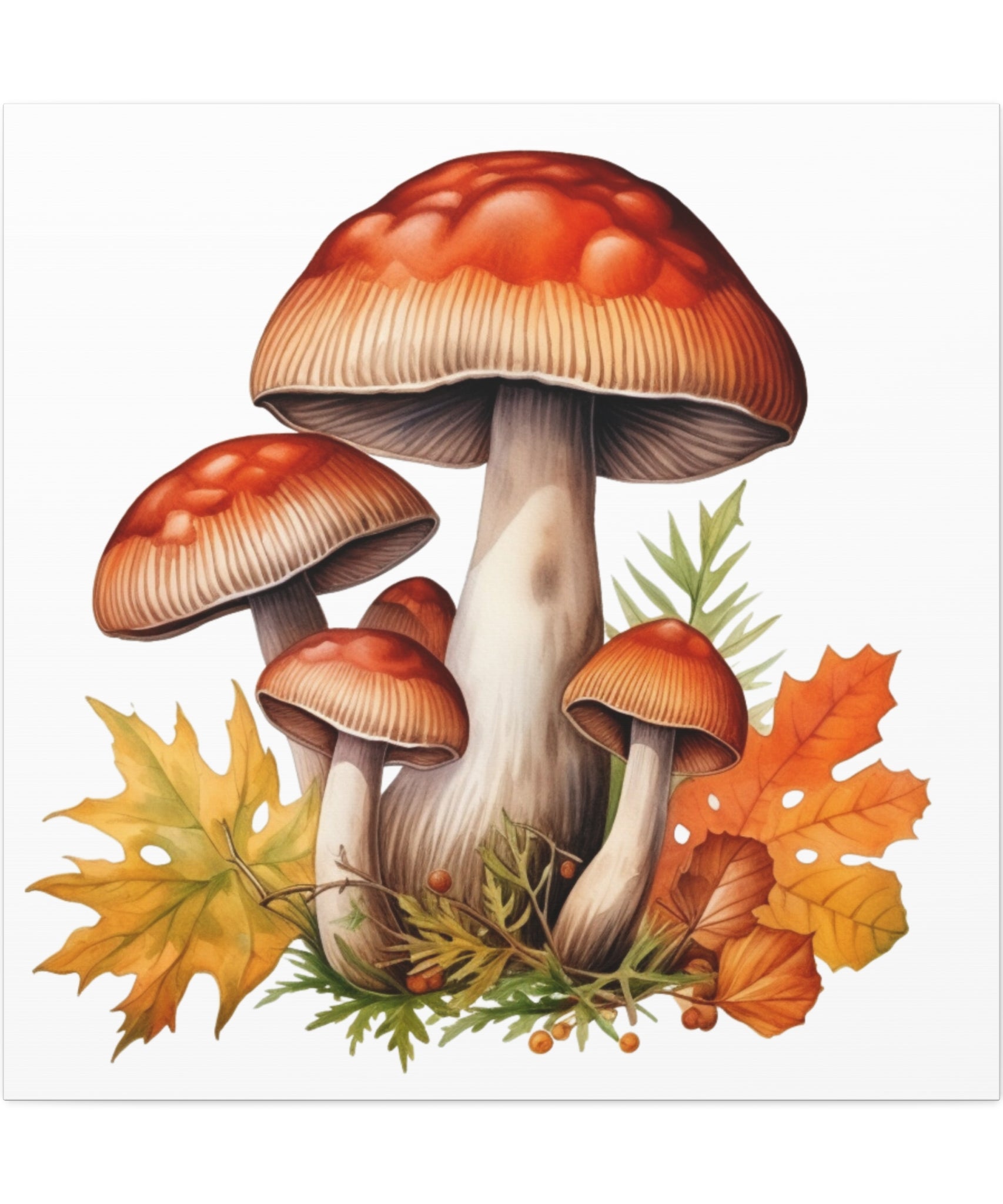 Autumn Cluster Wall Art – Forest Mushrooms & Foliage | Gallory Hive