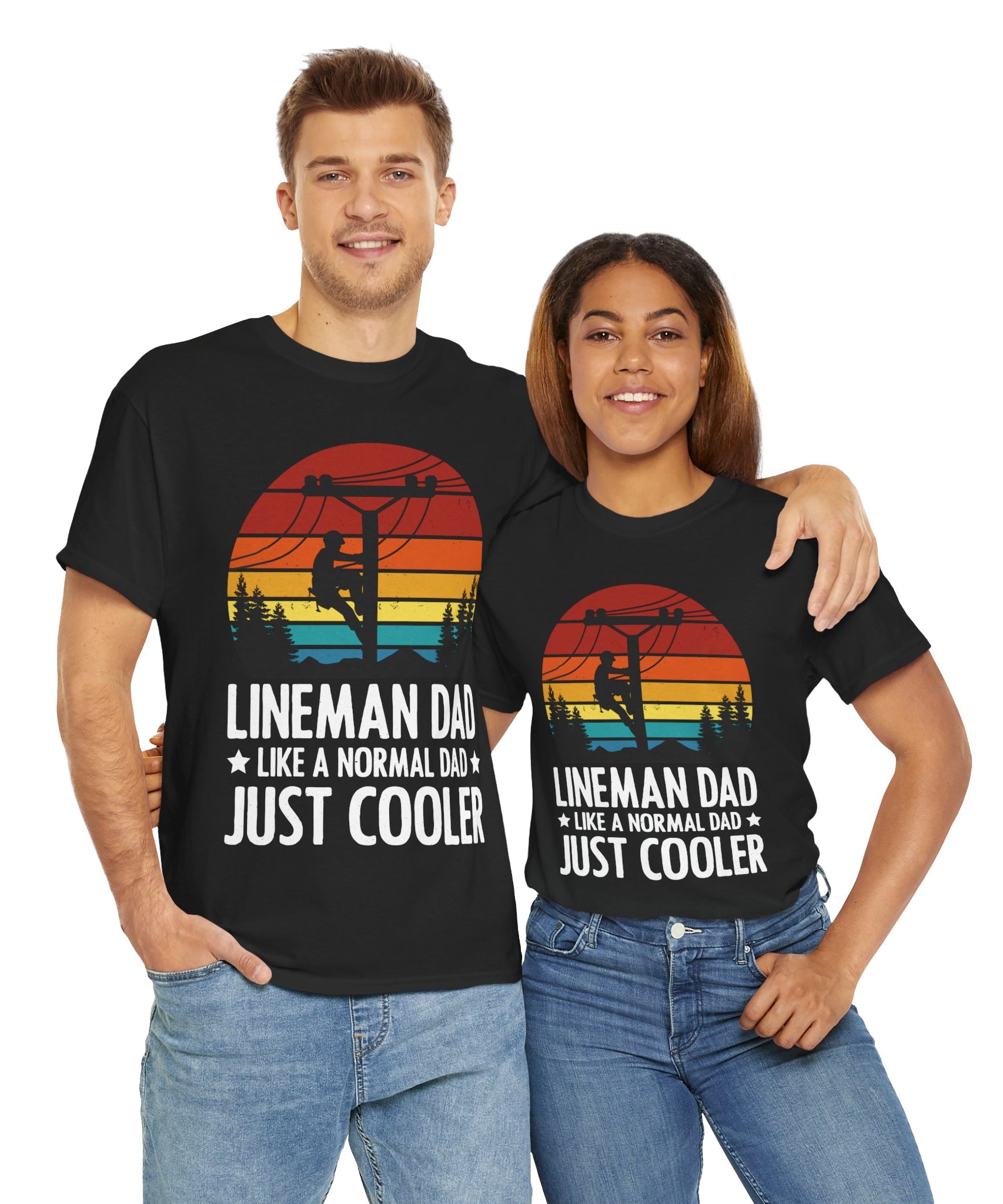Lineman Tee – Bold Sunset & Power Lines