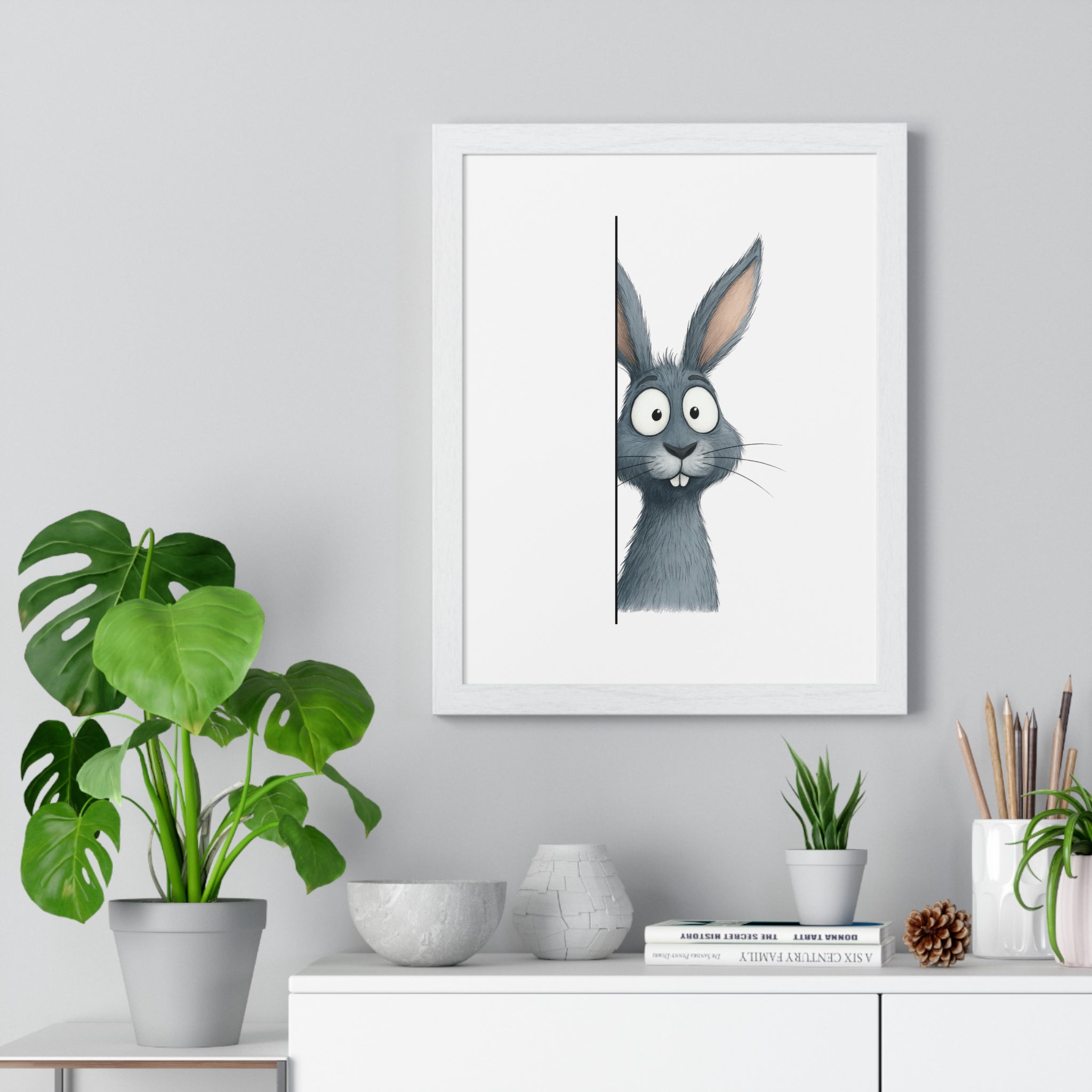 Curious Bunny Wooden Frame Wall Décor