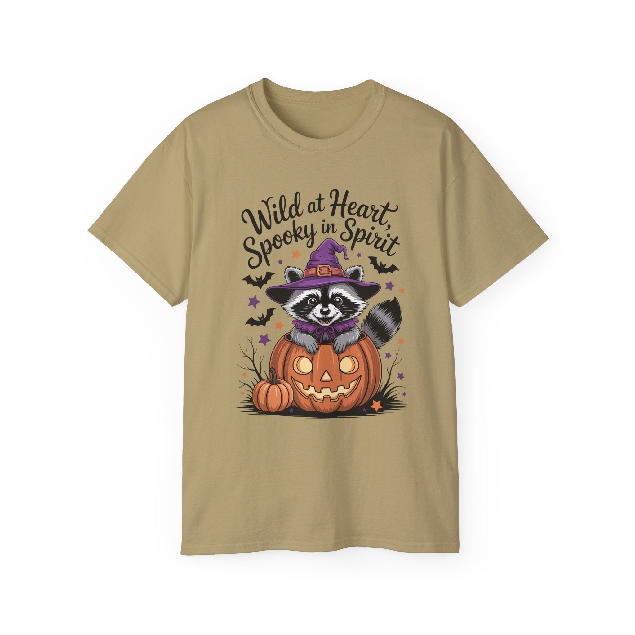 Spooky Raccoon in Pumpkin T-Shirt ~ Gallory Hive