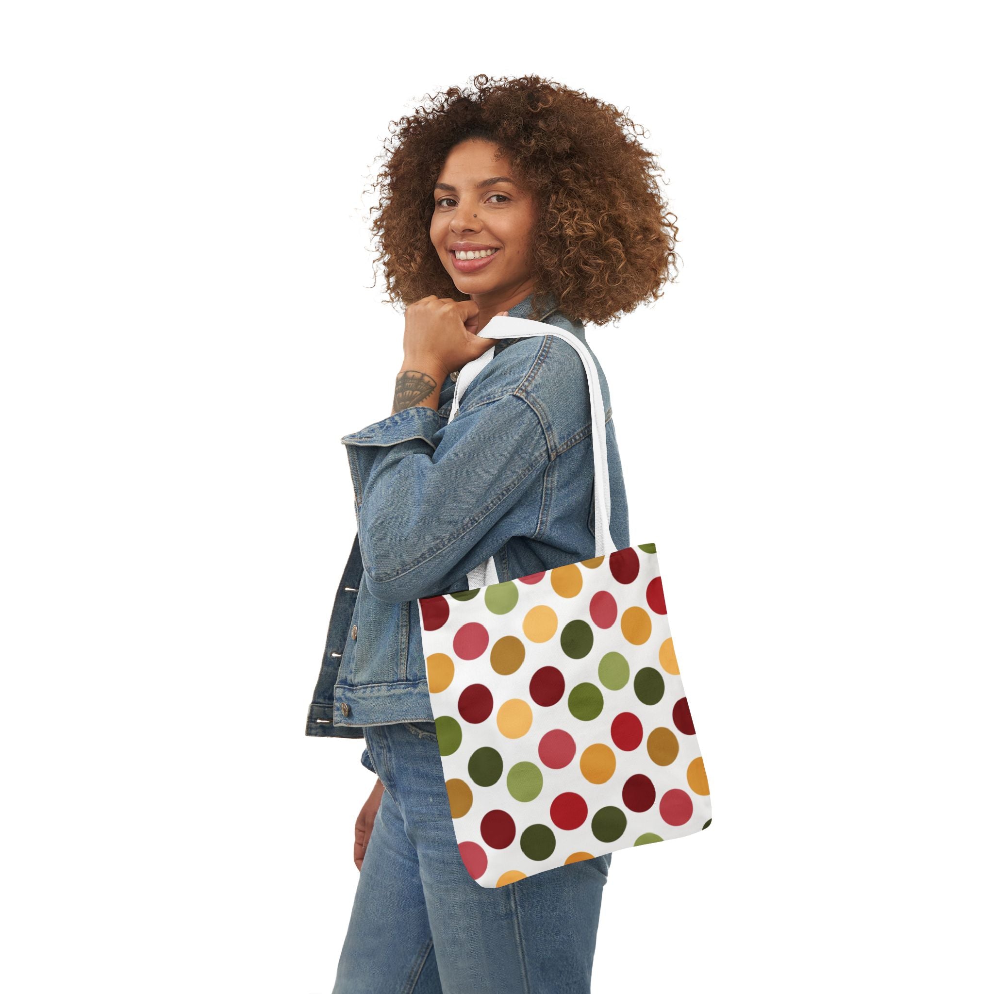 Colorful Polka Dot Canvas Tote Bag