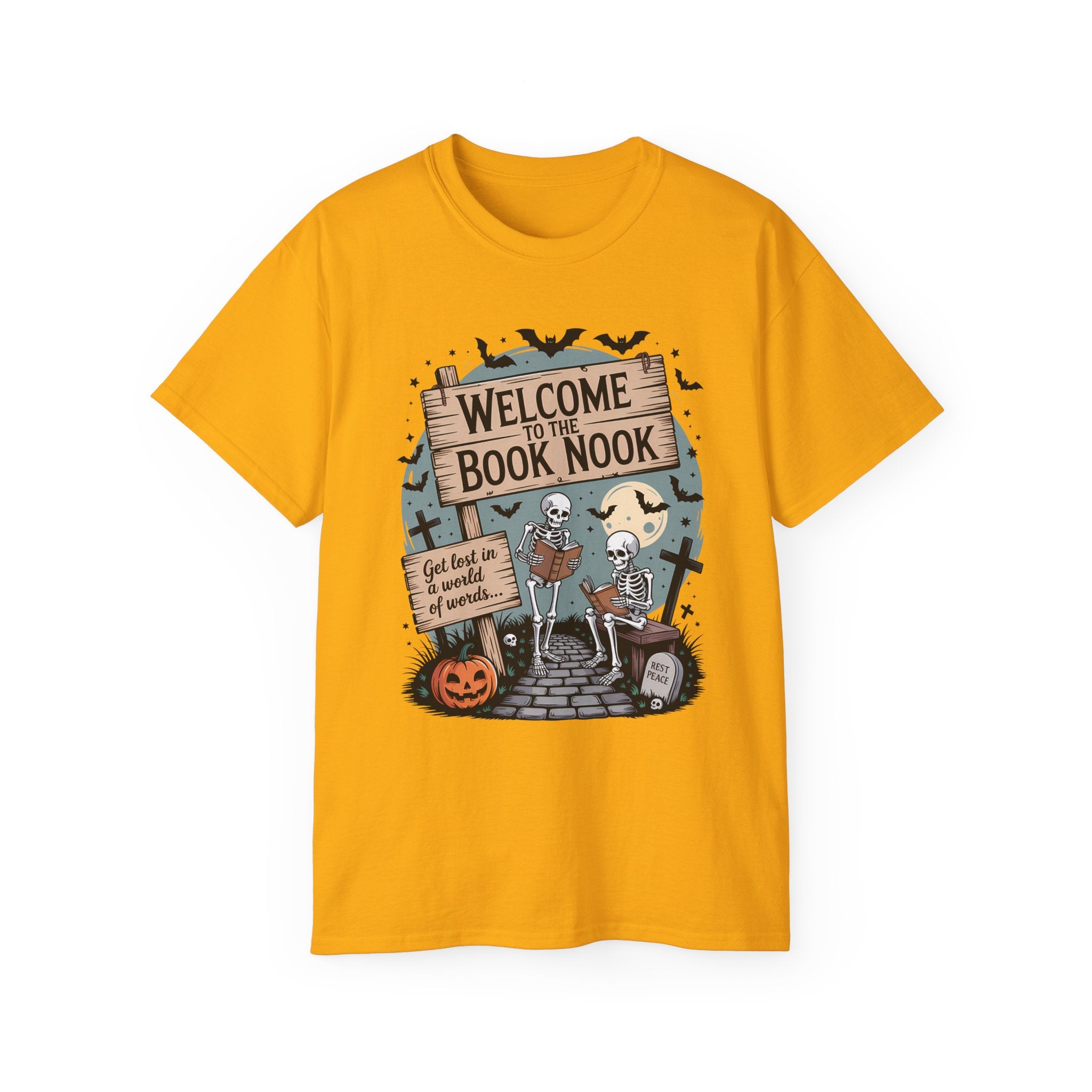 Welcome Book Nook Halloween Skeleton Tee | Gallory Hive