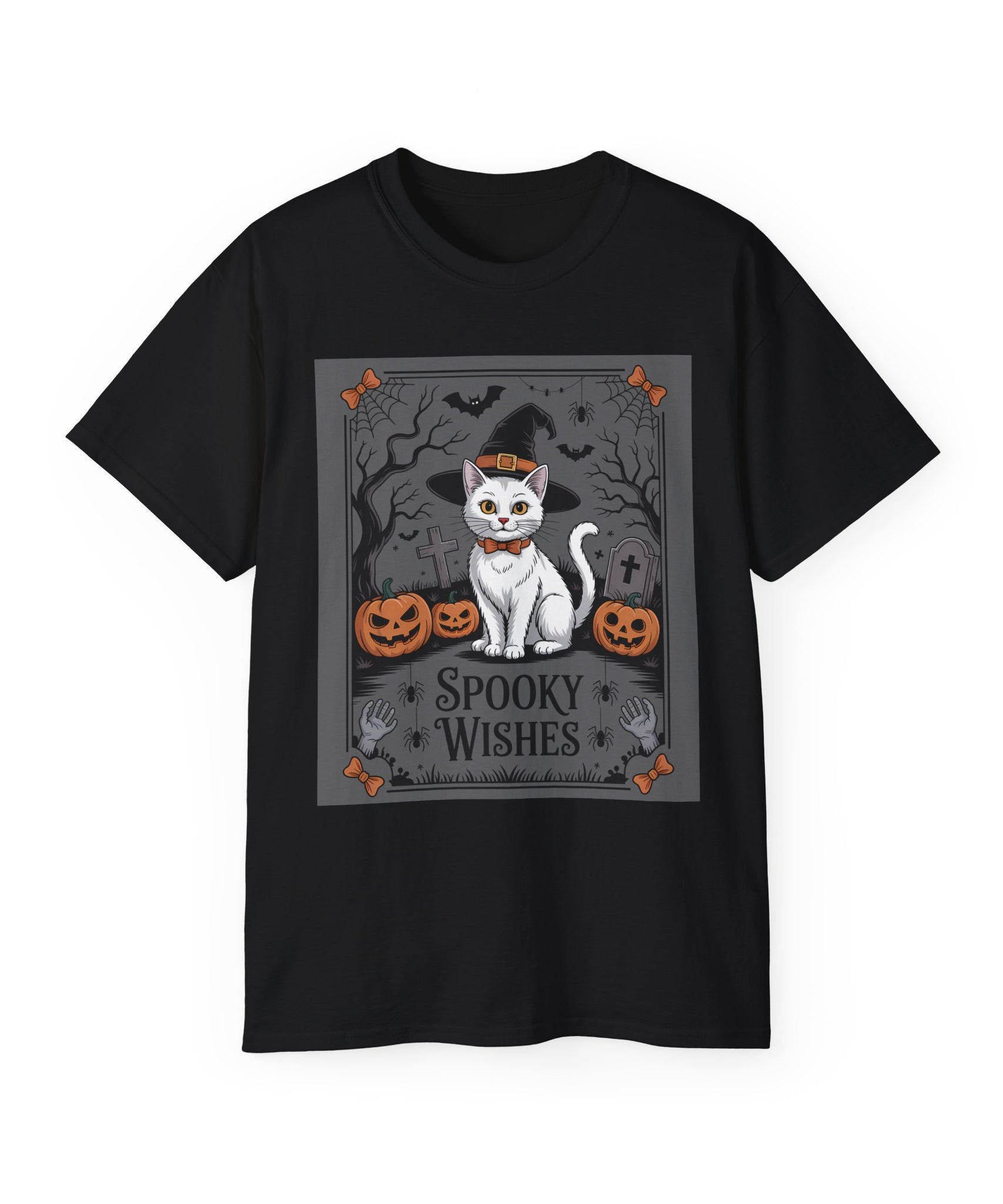 Spooky Wishes Witch Cat Halloween T-Shirt | Gallory Hive