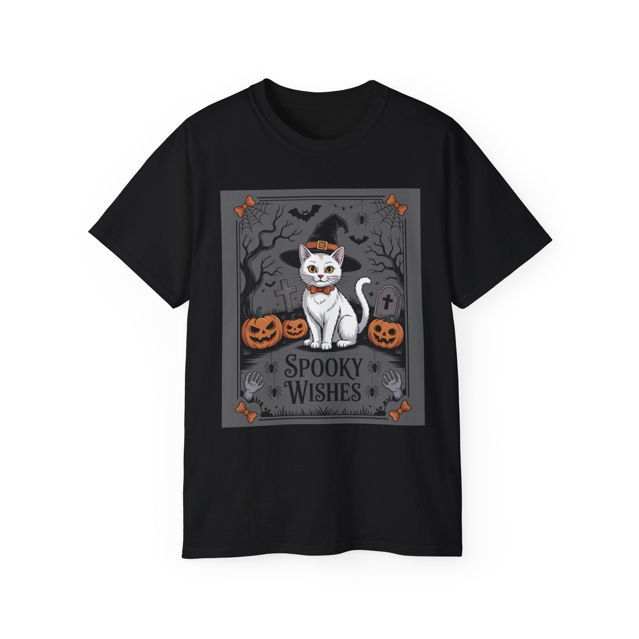 Spooky Wishes Witch Cat Halloween T-Shirt | Gallory Hive