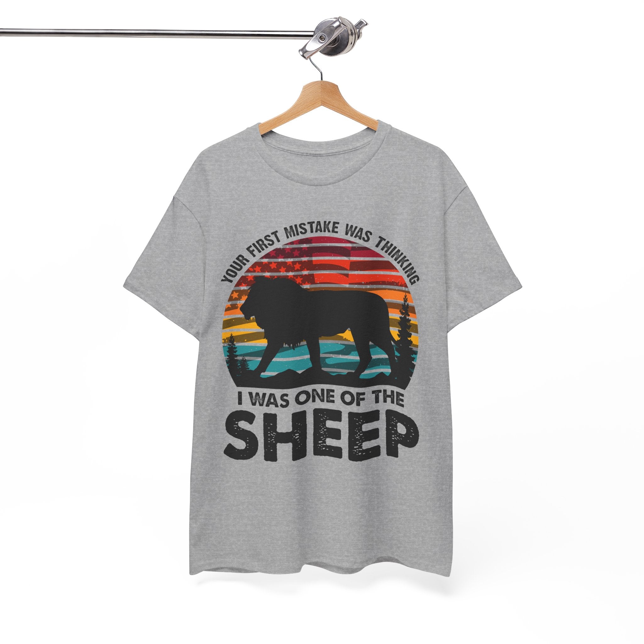 Bold Lion Tee with USA Flag Sunset | Gallory Hive