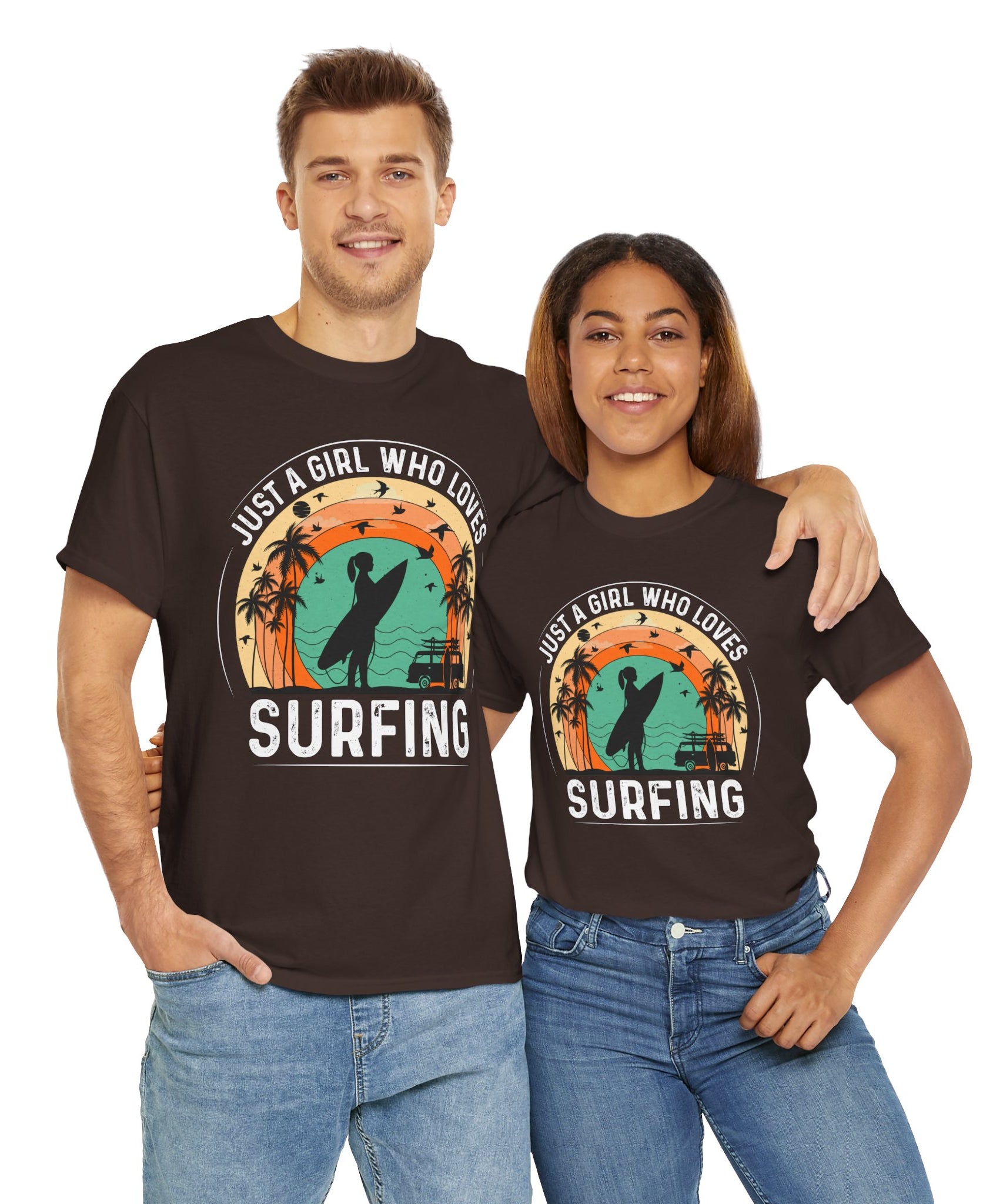 Beach Girl Surfing Retro Tee