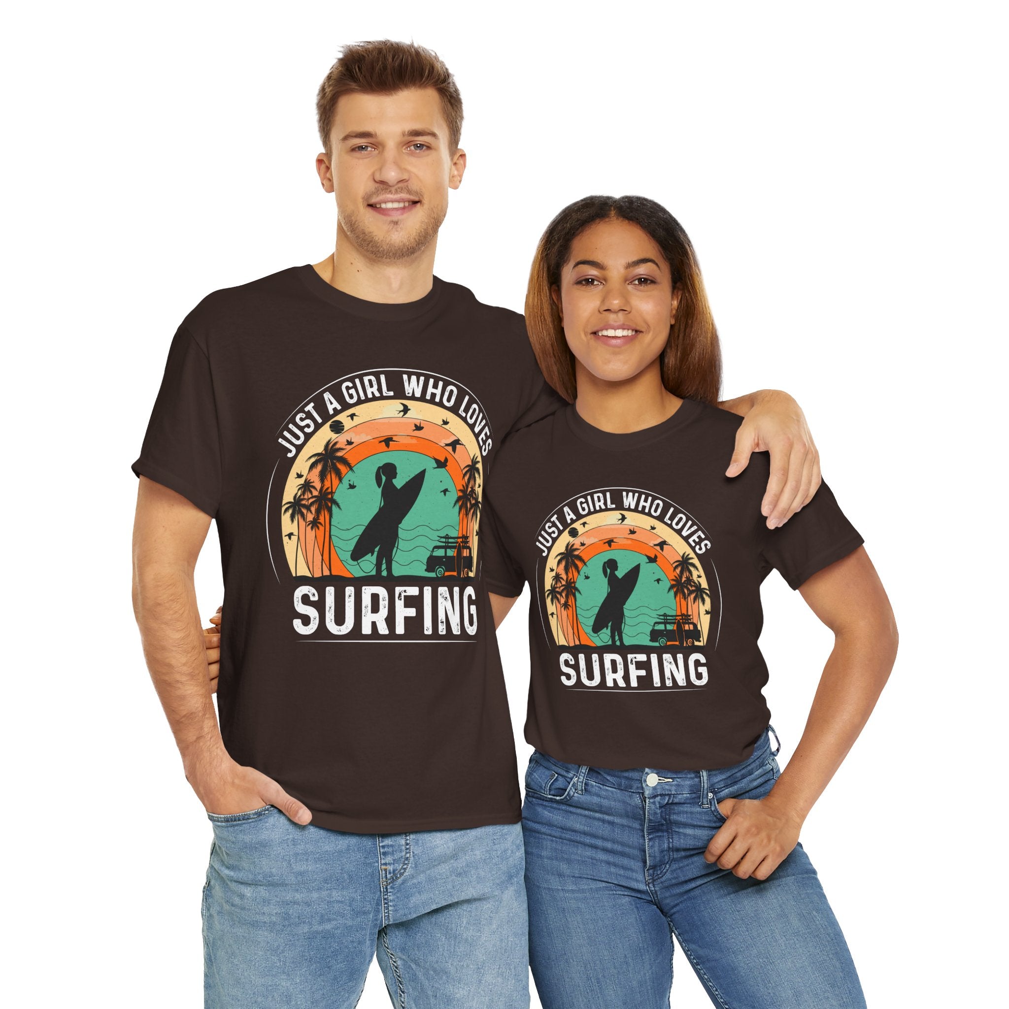 Beach Girl Surfing Retro Tee