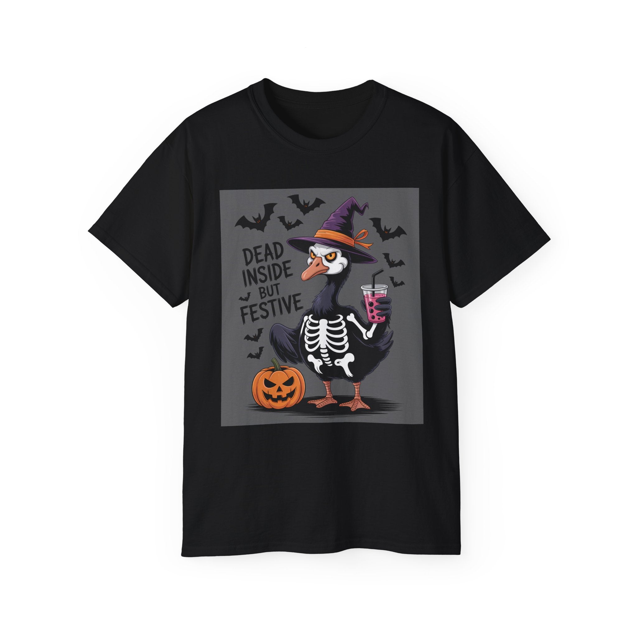 Halloween Skeleton Goose Tee - Festive T-Shirt