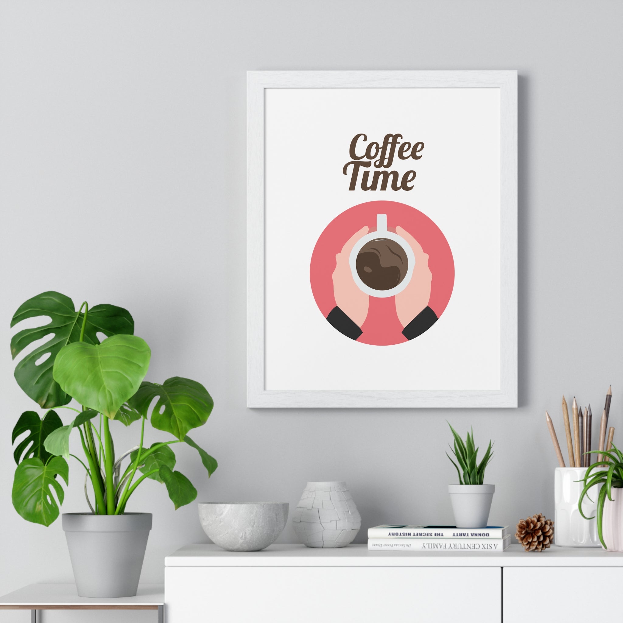 Coffee Time Illustrated Posters – Premium Wooden Frame & Museum-Quality Matte Paper