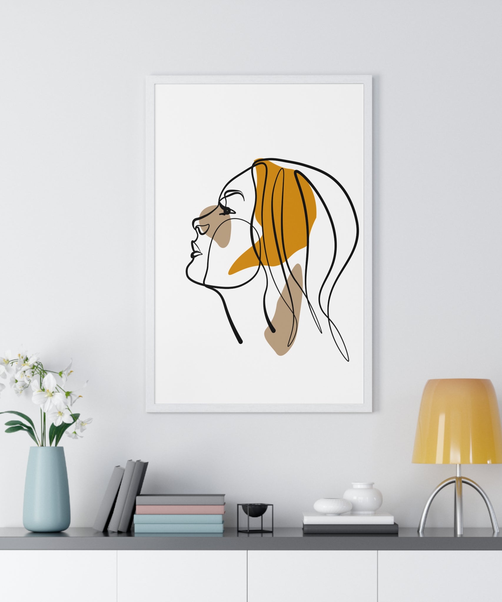 Abstract Woman Face Art – Framed Minimalist Print