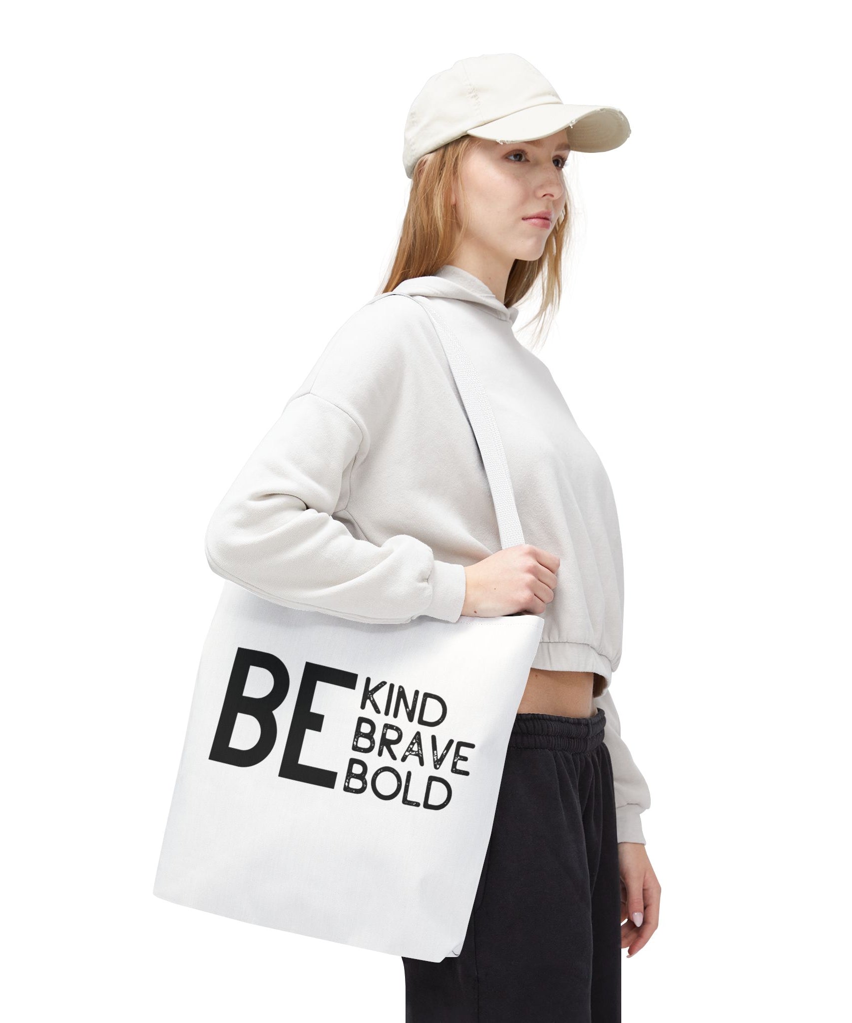 Inspirational Tote Bag - Be Kind Brave Bold - Eco-Friendly Carryall