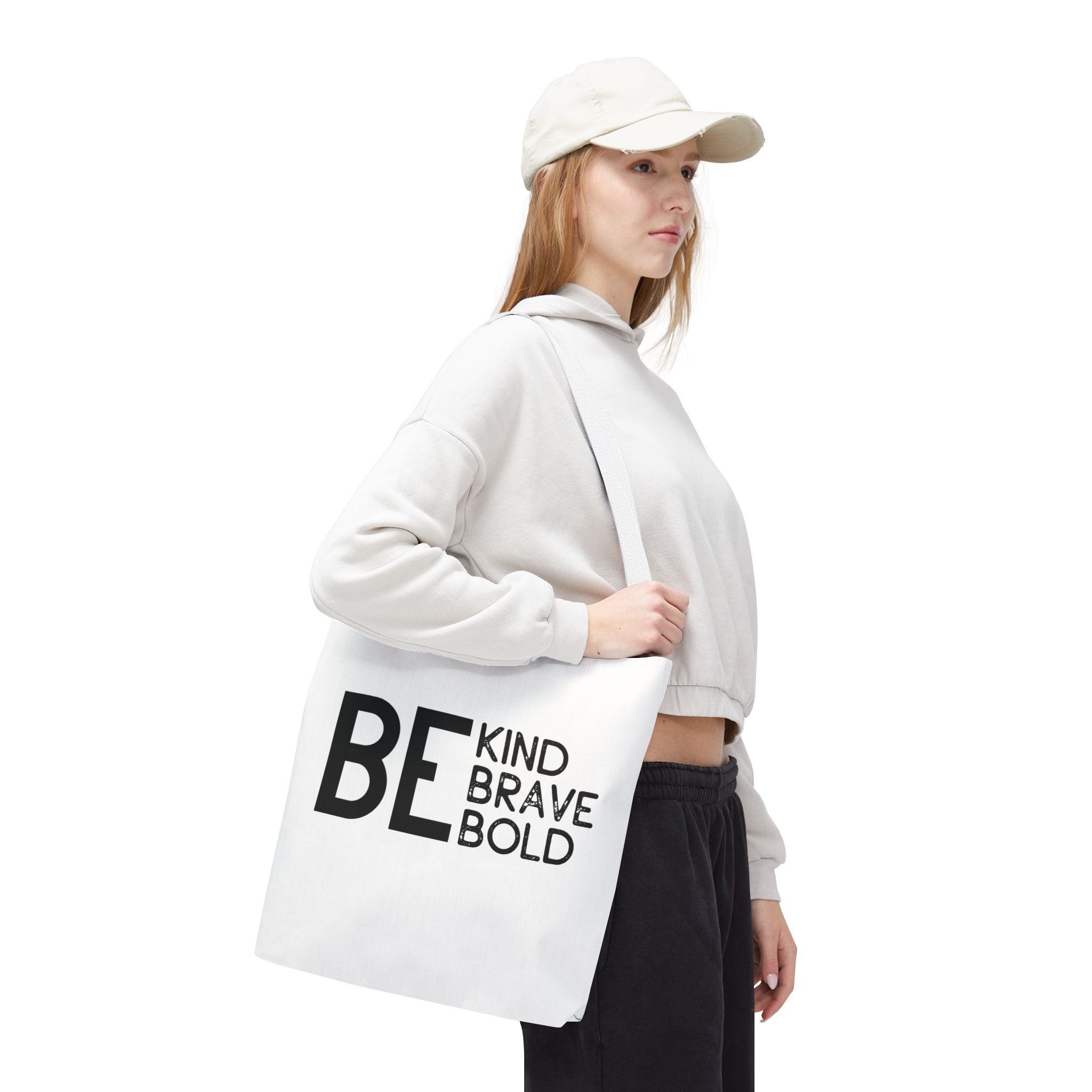 Inspirational Tote Bag - Be Kind Brave Bold - Eco-Friendly Carryall