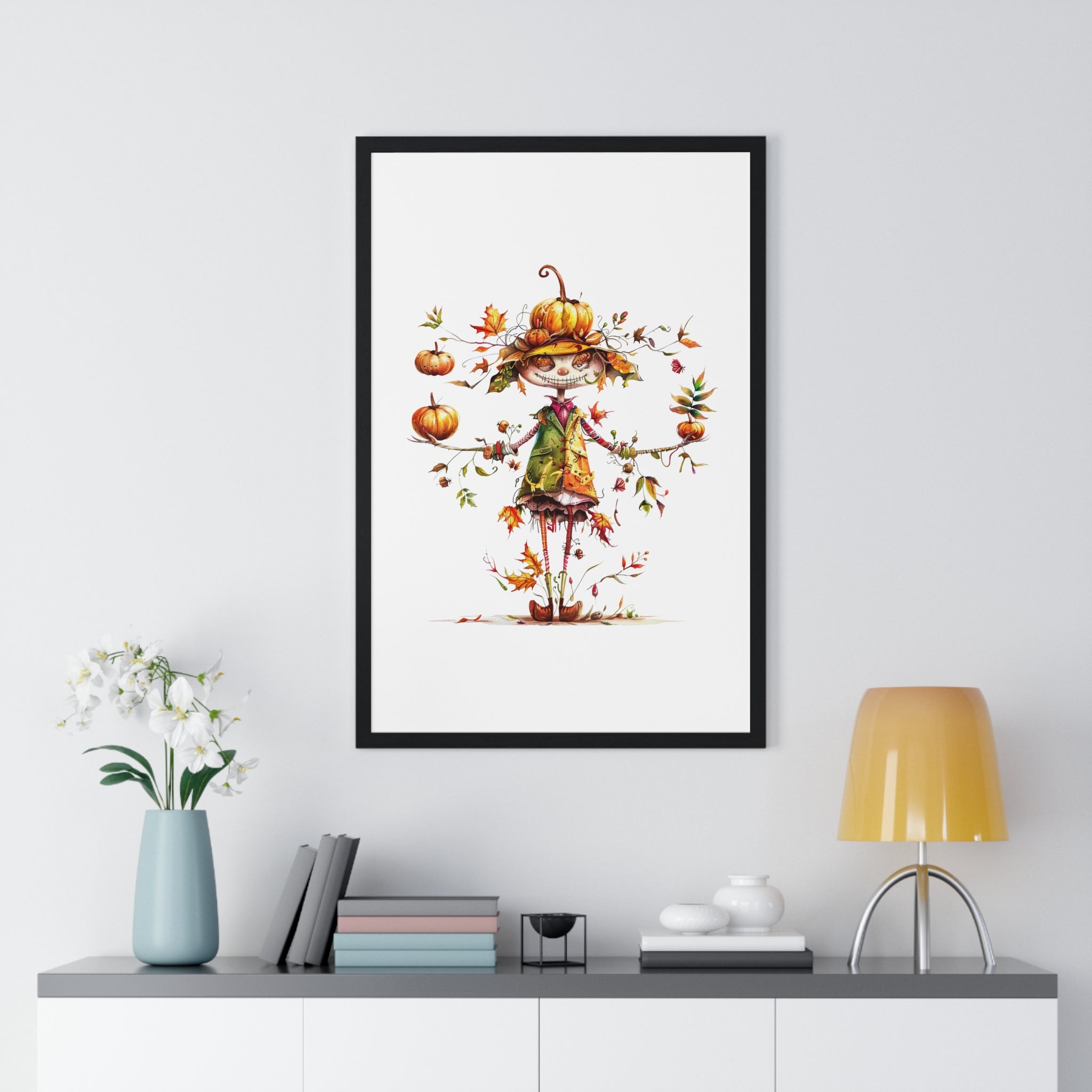 Pumpkin Patch Pal – Whimsical Autumn Wooden Framed Wall Art