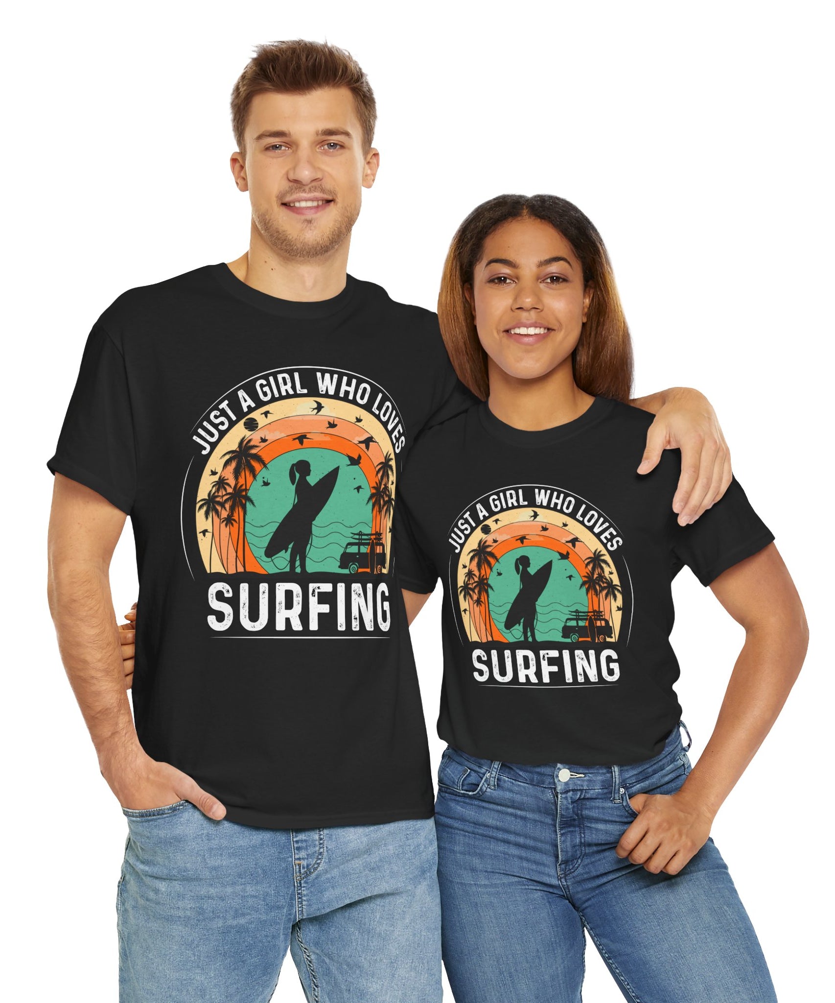 Beach Girl Surfing Retro Tee