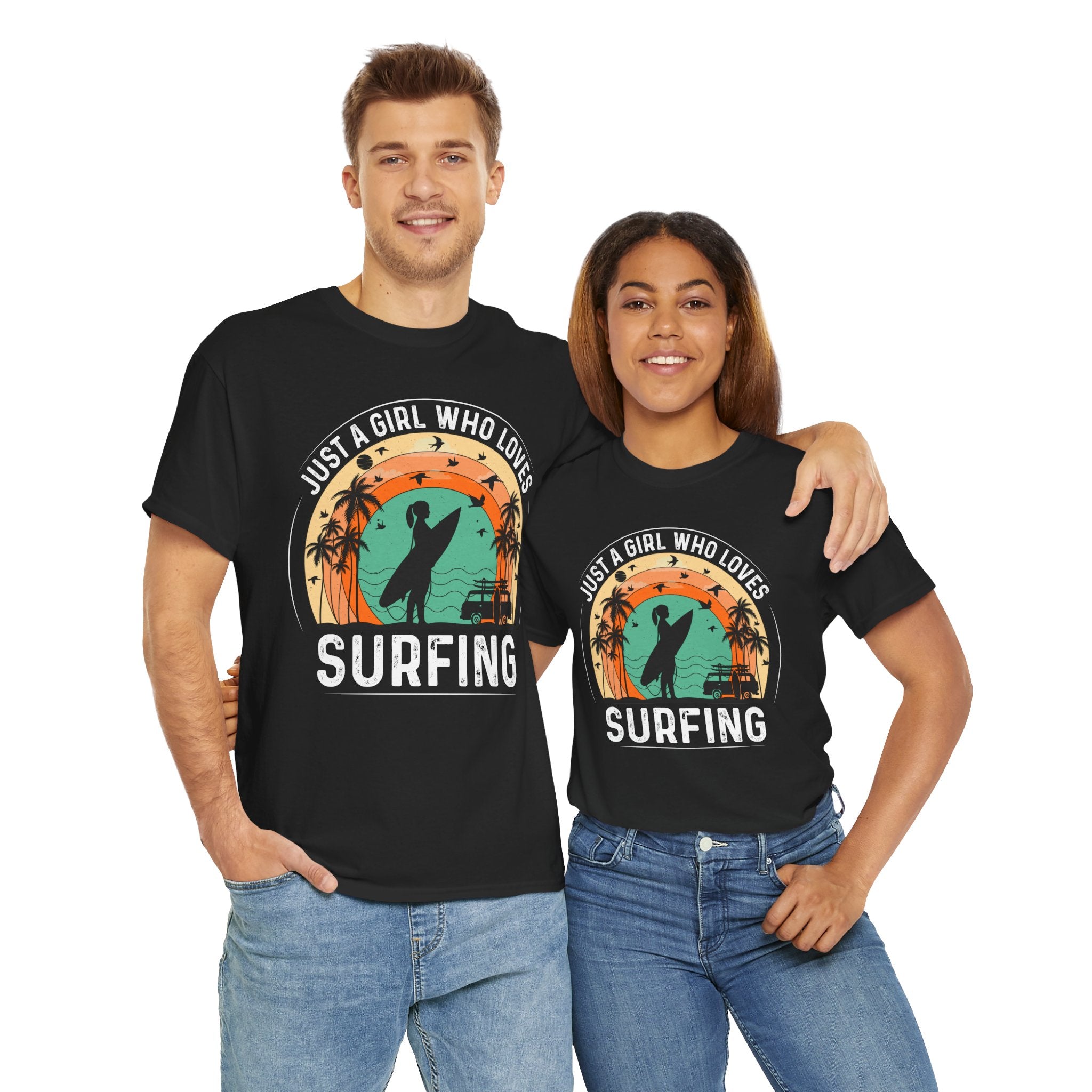 Beach Girl Surfing Retro Tee