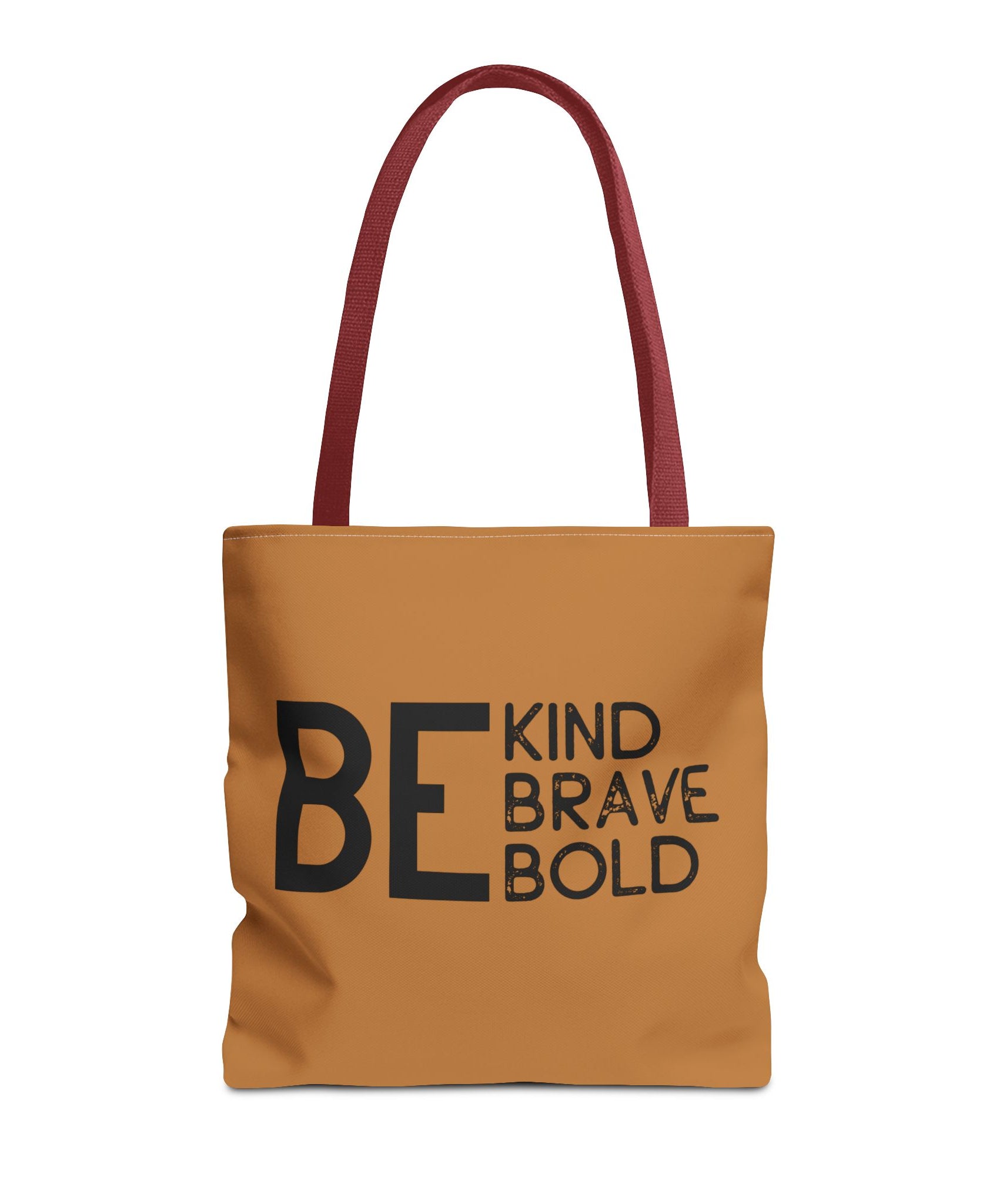 Inspirational Tote Bag - Be Kind Brave Bold - Eco-Friendly Carryall - Light Brown