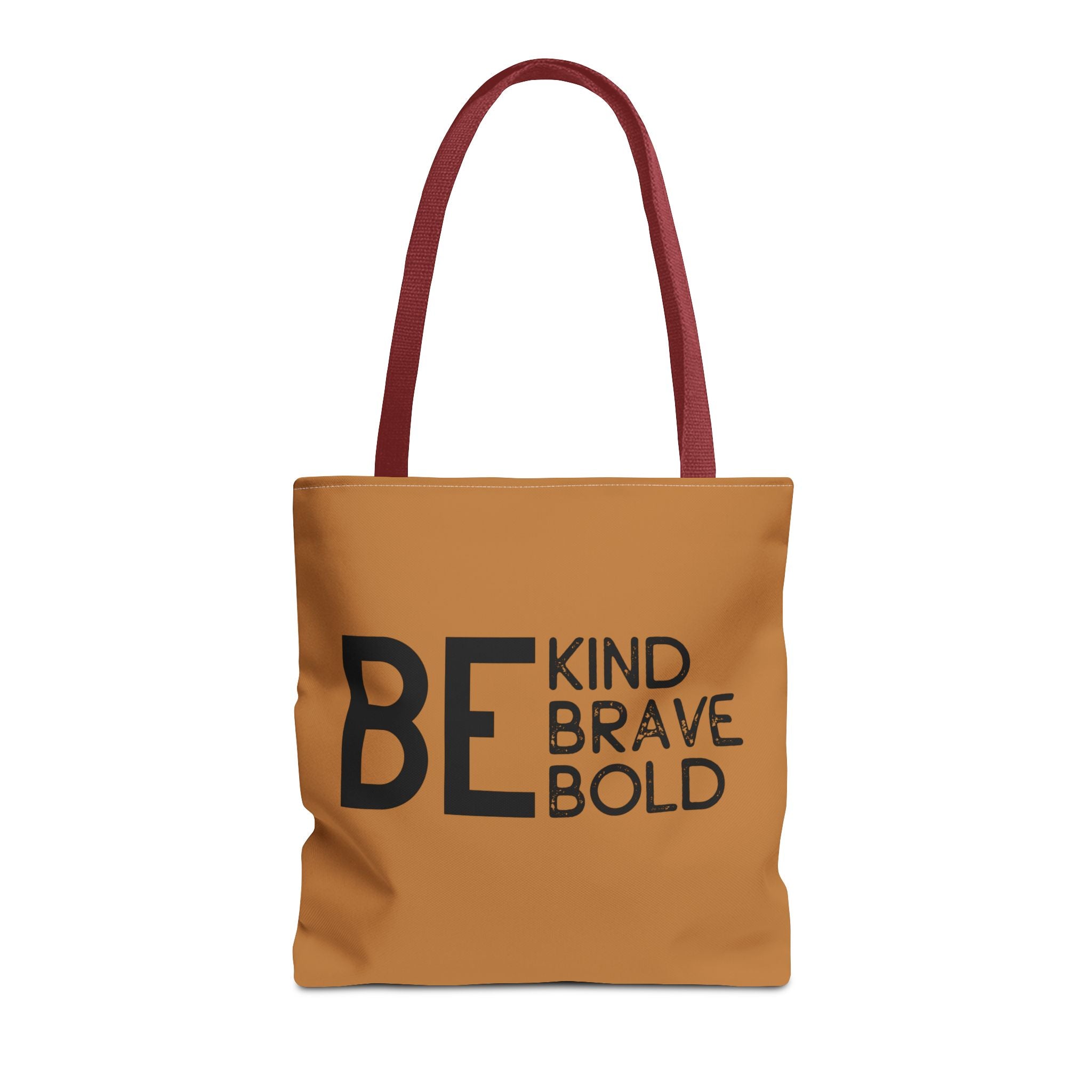 Inspirational Tote Bag - Be Kind Brave Bold - Eco-Friendly Carryall - Light Brown